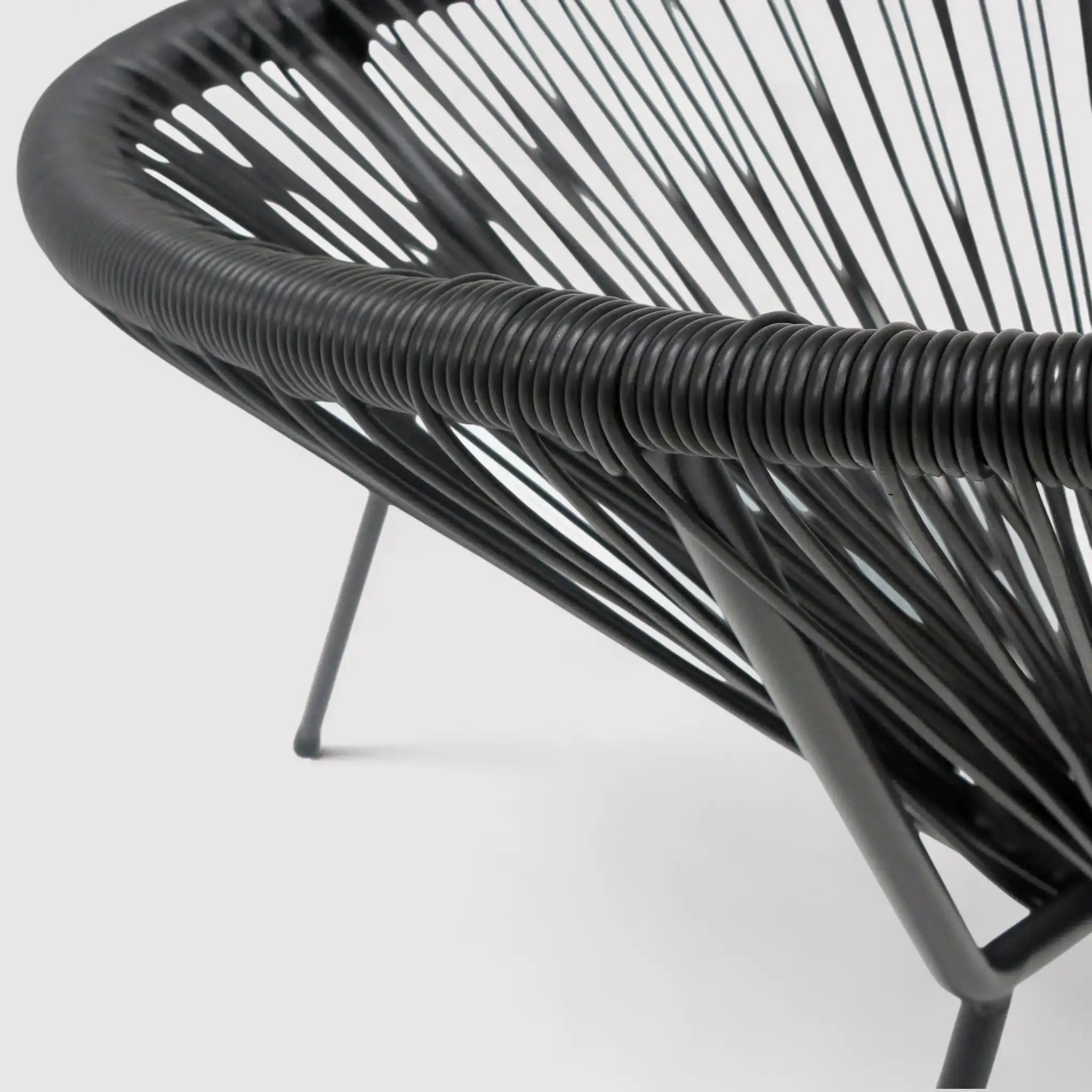 Clianto - Poltrona da giardino nera con schienale a corda