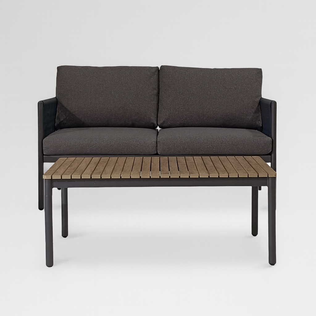 Felfel - Set mobili da giardino con 3 divani e un tavolino