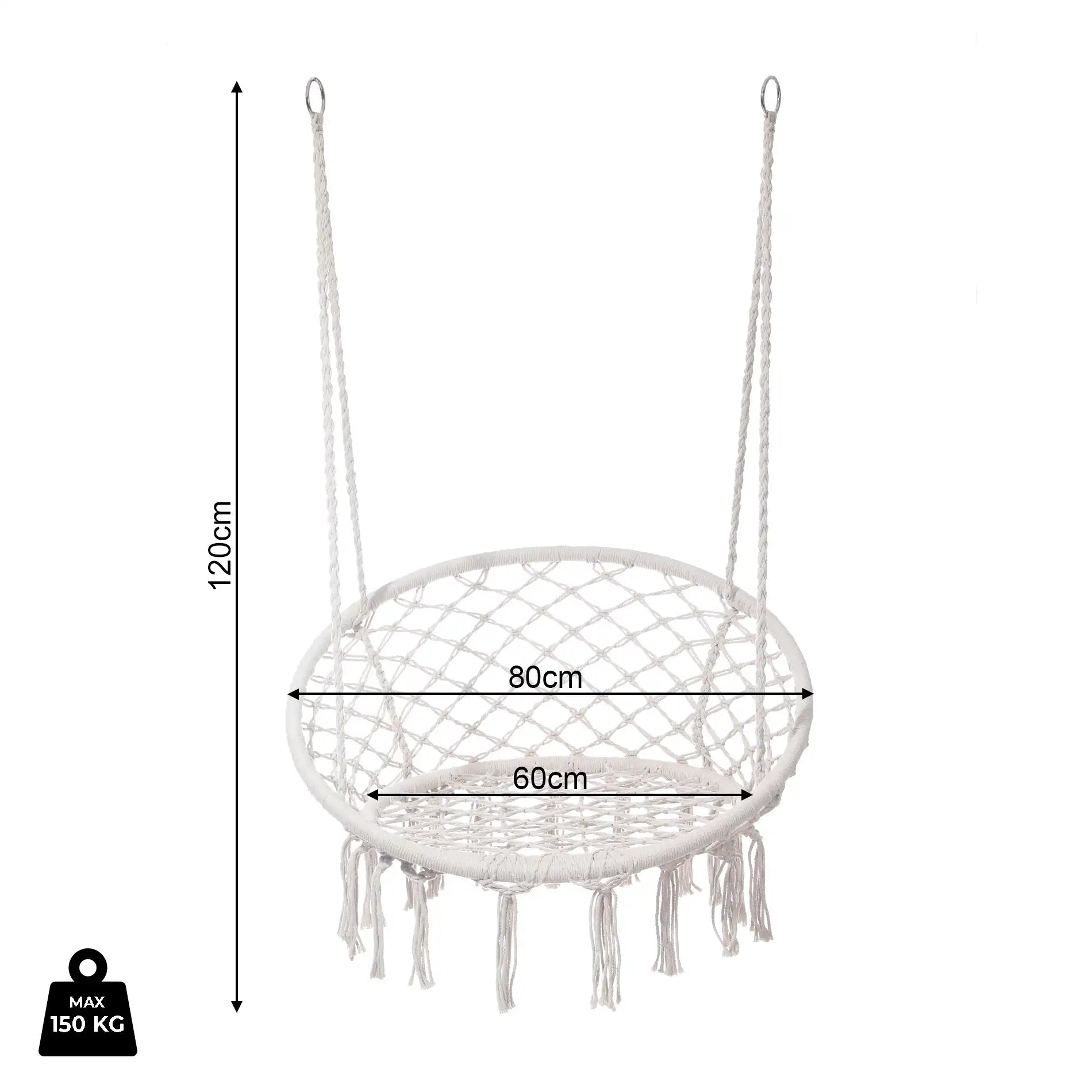 Kadyos - Poltrona sospesa bianco crema da giardino o per salotto