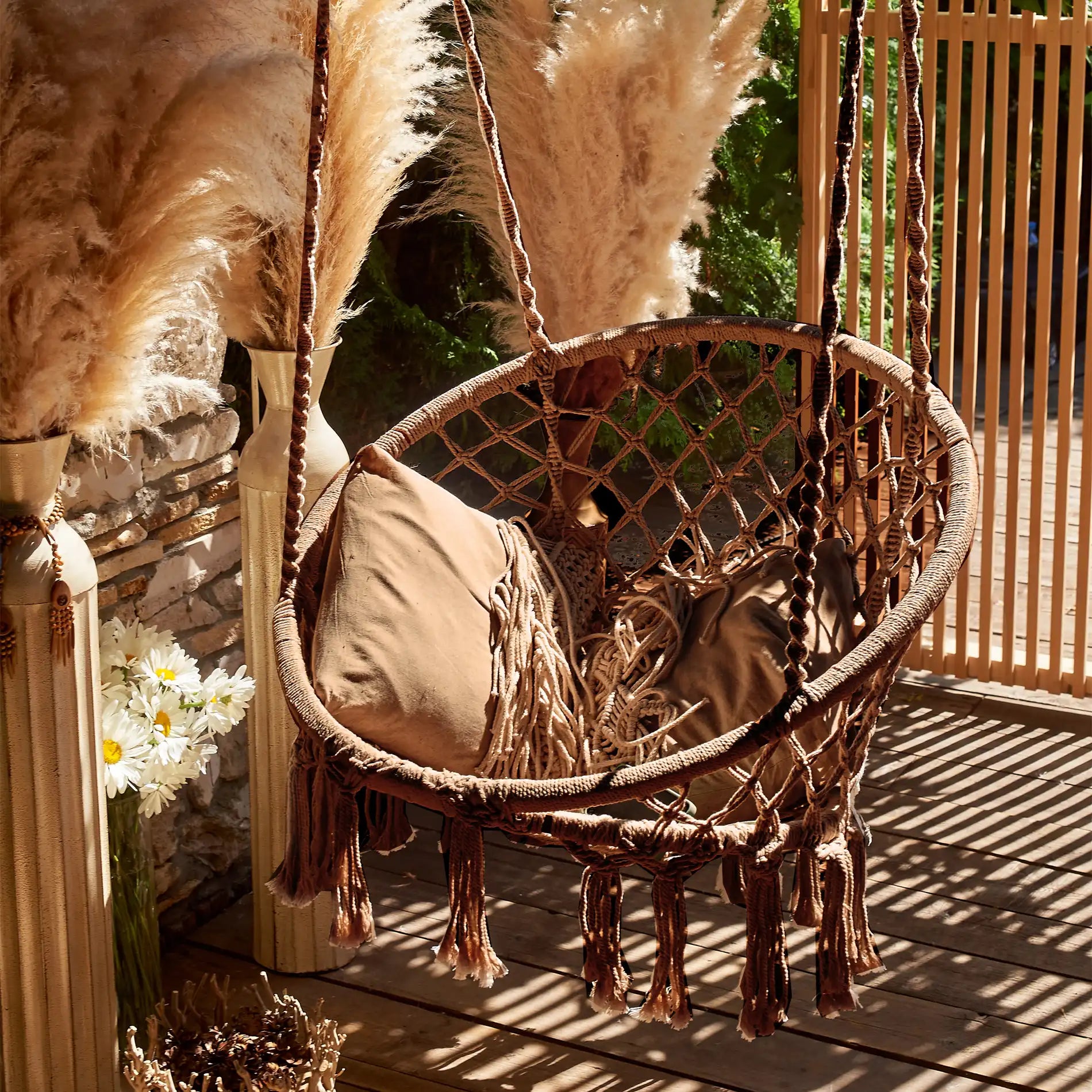 Astelia - Sedia appesa marrone da esterno o interno