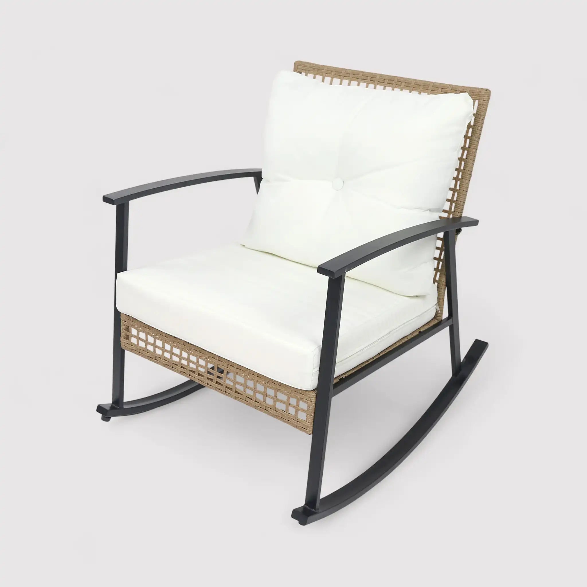 Niangon - Set 2 sedie a dondolo e tavolino da balcone o patio