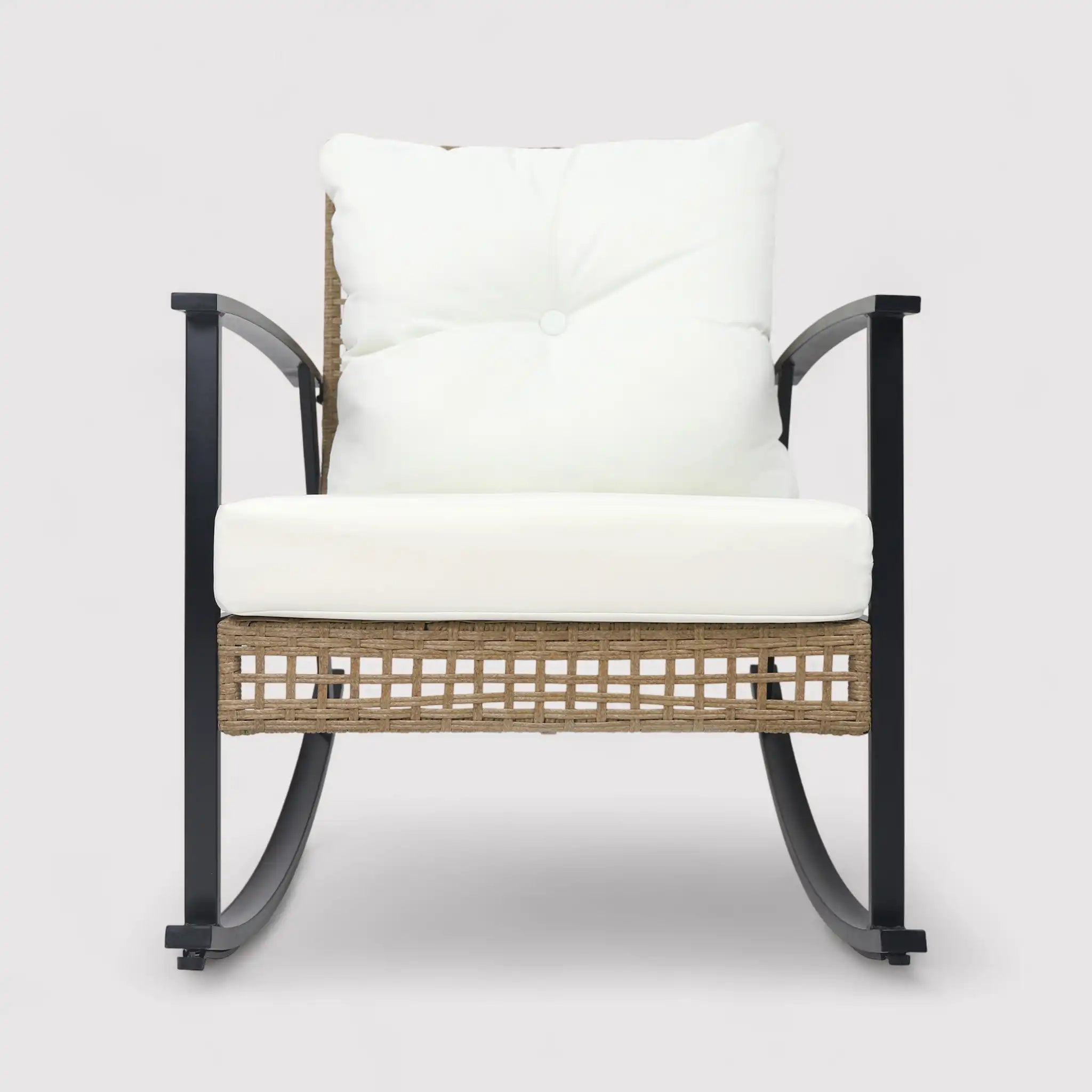 Niangon - Set 2 sedie a dondolo e tavolino da balcone o patio