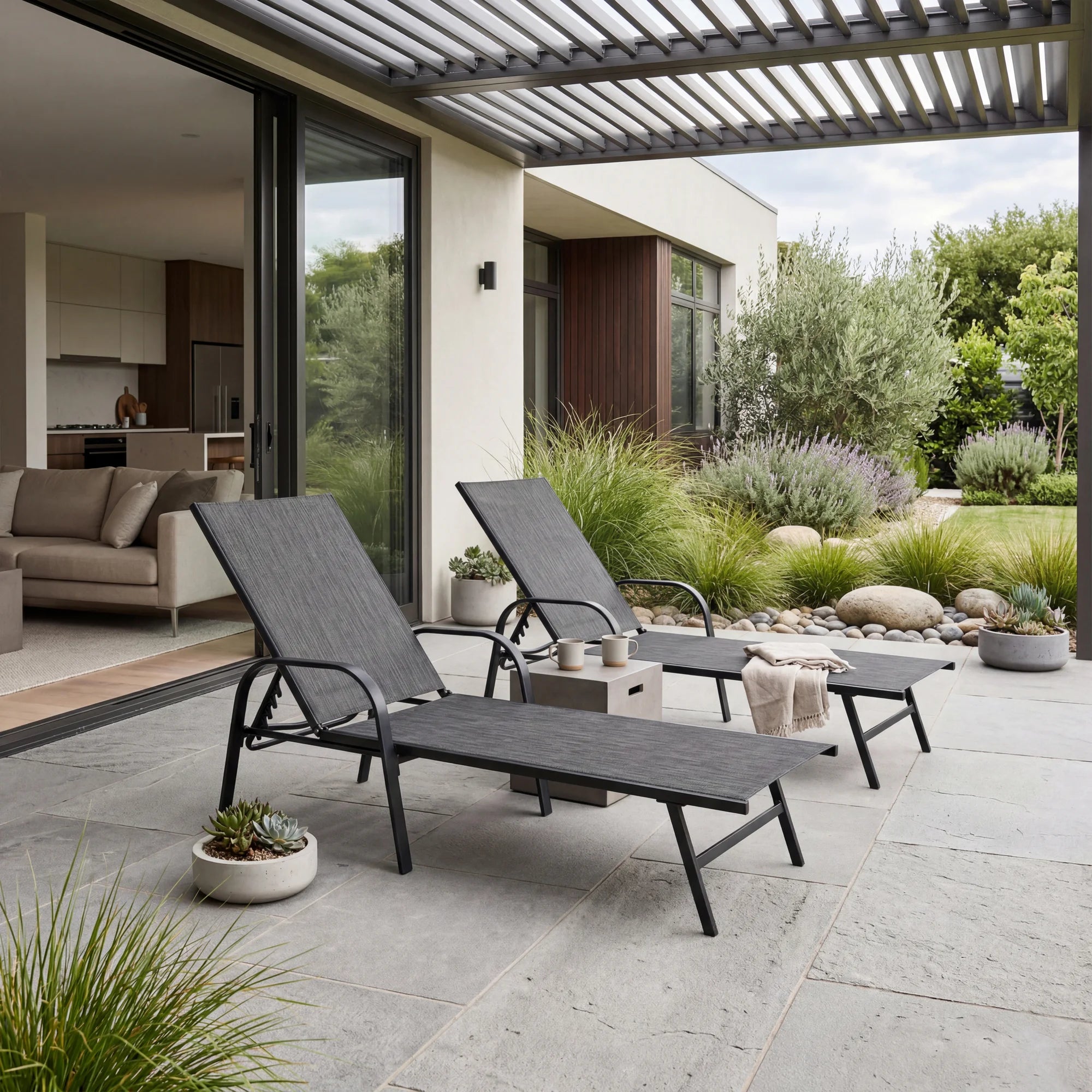 Oriri - Sdraio reclinabile grigio scuro dal design moderno