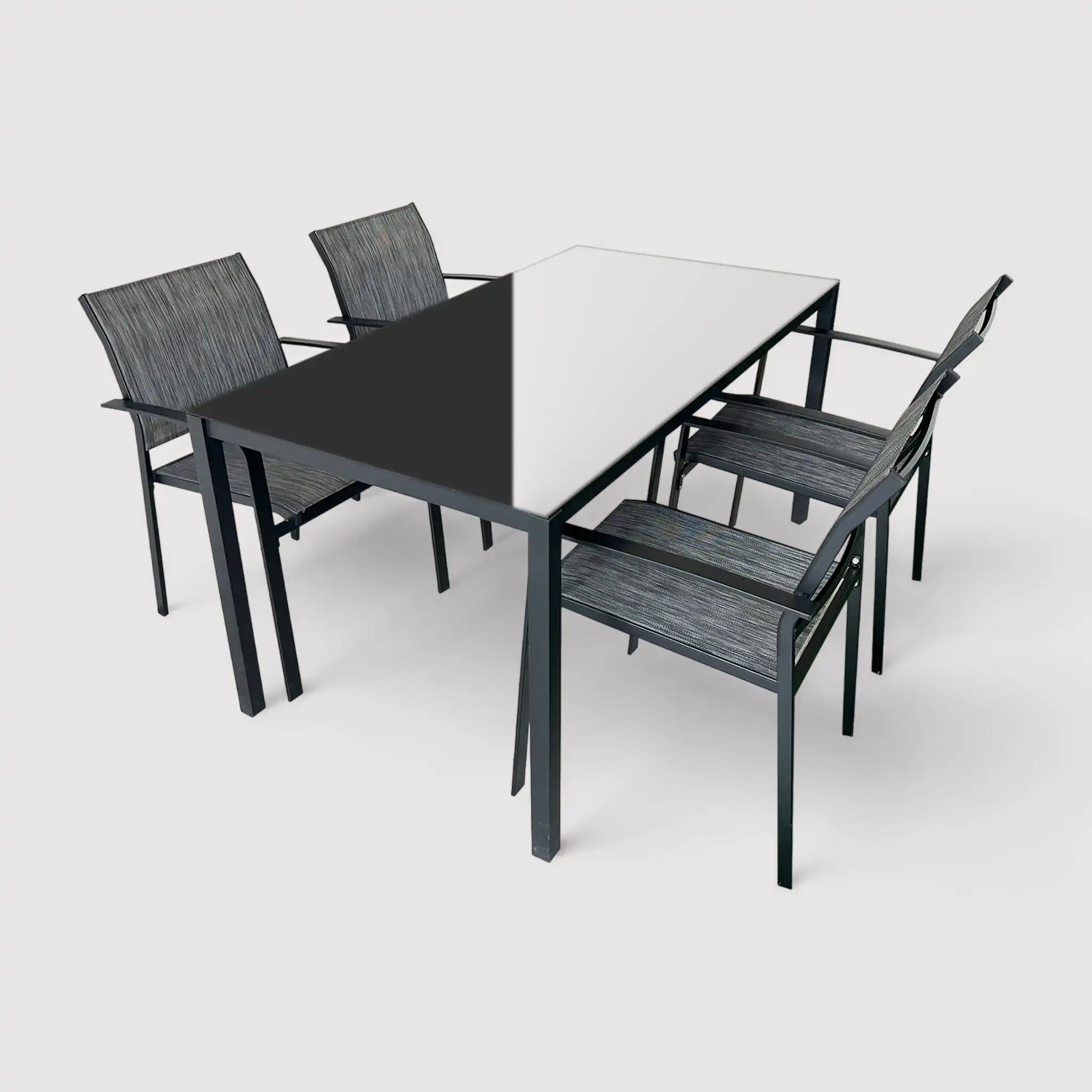 Snobar - Set tavolo da pranzo da esterno con 4 sedie grigio scuro