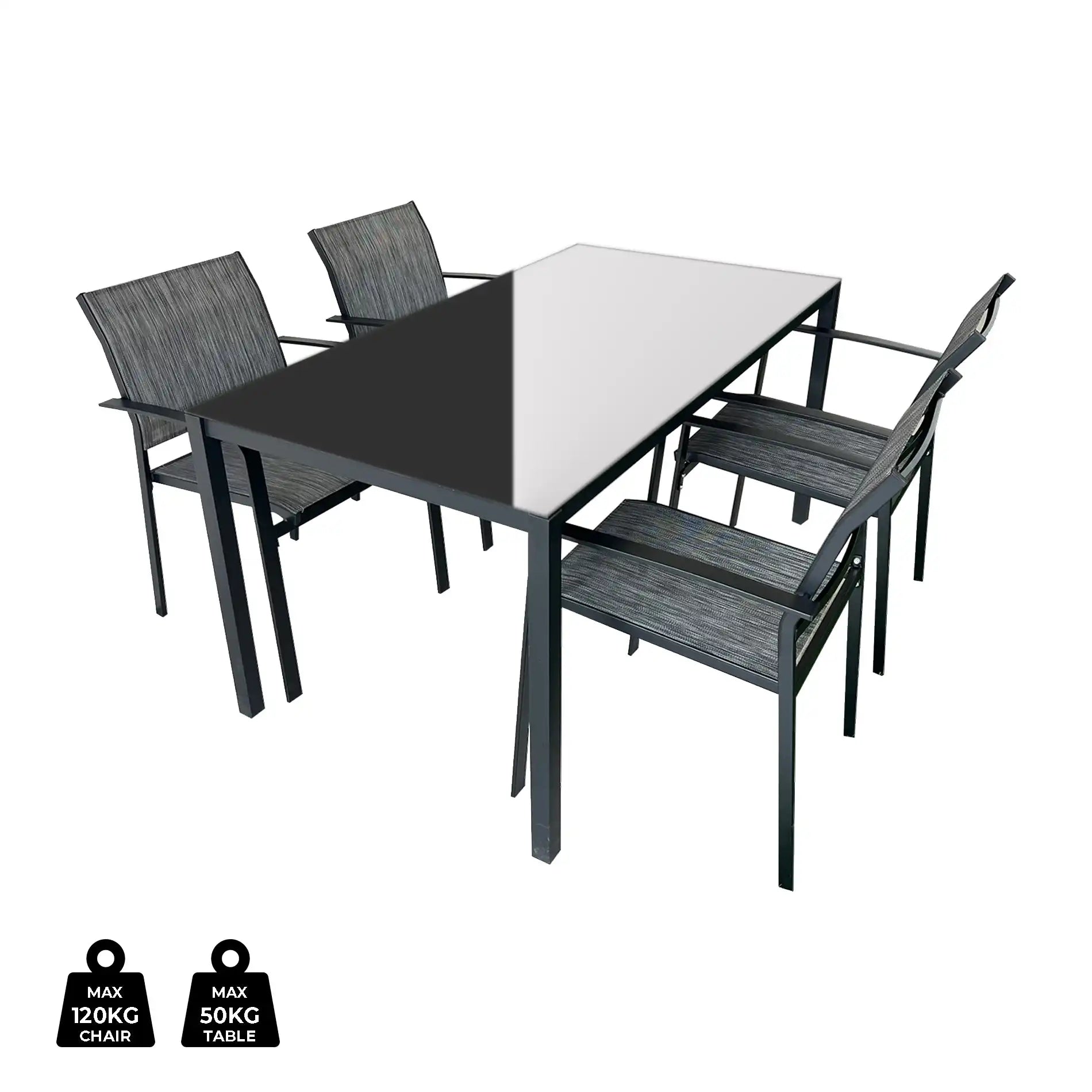 Snobar - Conjunto de mesa de comedor para exterior con 4 sillas gris oscuro