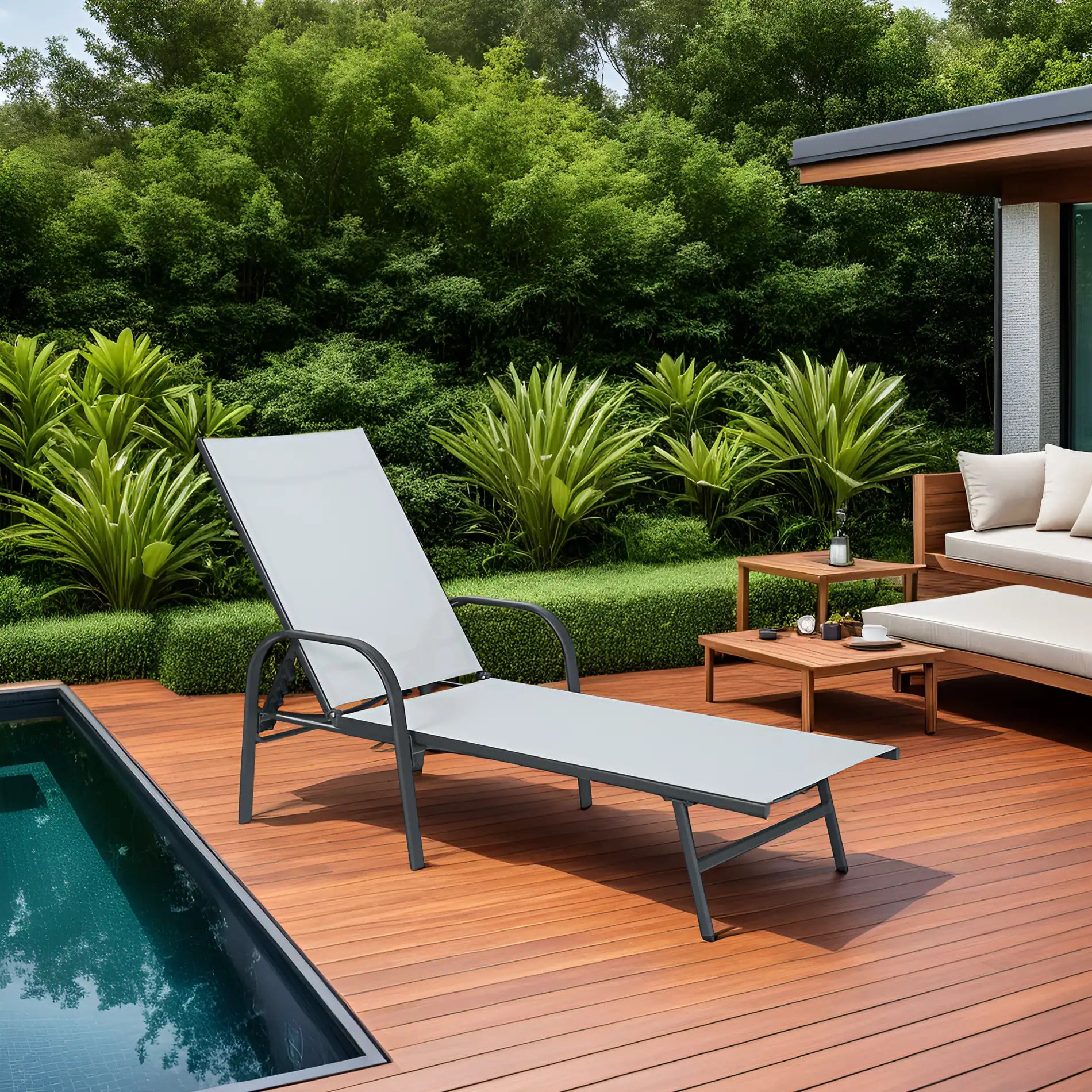 Darkin - Lettino prendisole grigio in stile moderno