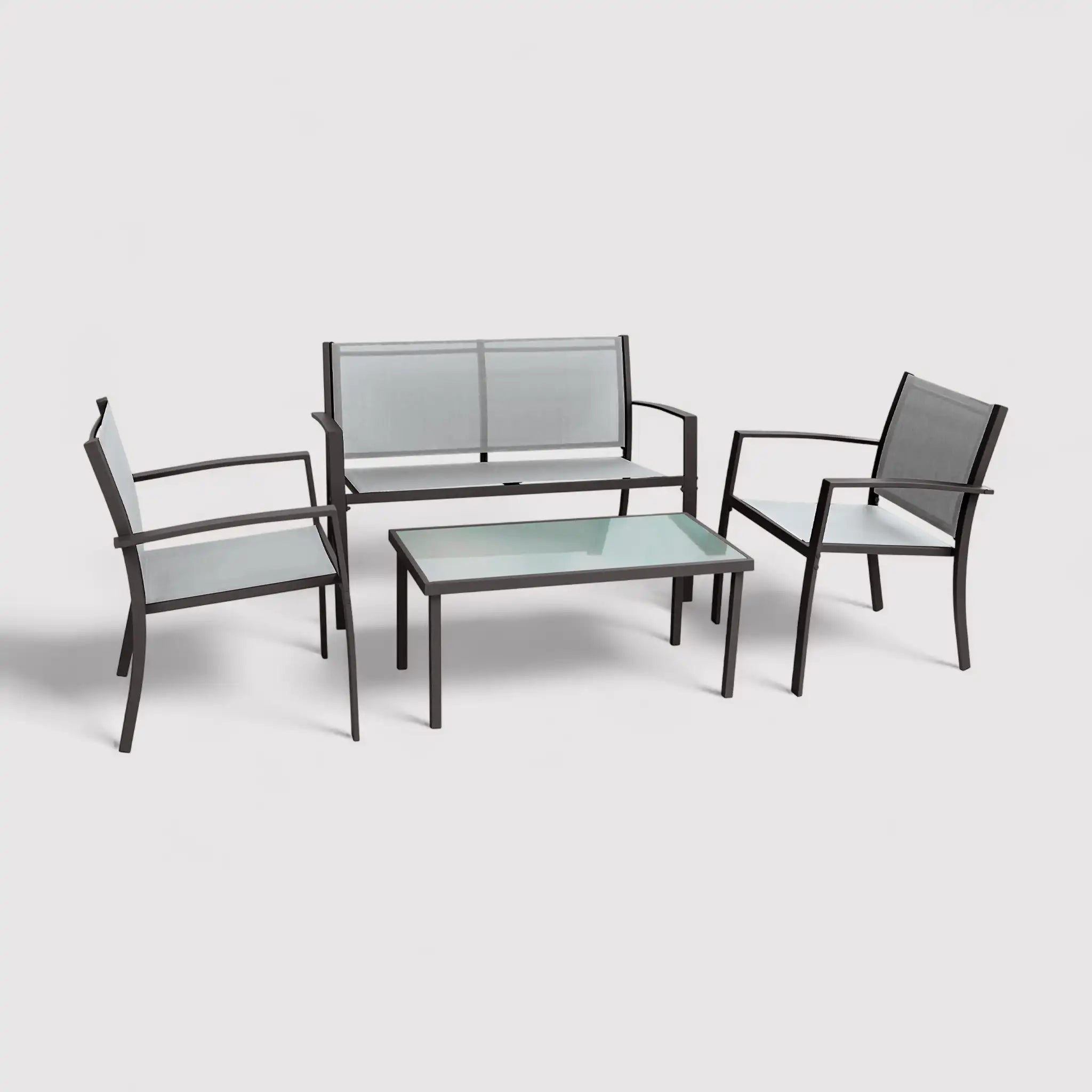 Rawal - Set 3 divani da esterno grigio chiaro con tavolino