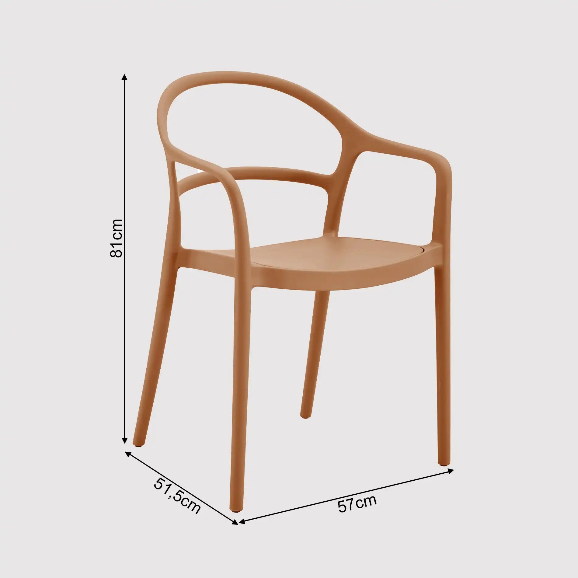 Masoor - Sedia arancione terracotta impilabili con schienale aperto