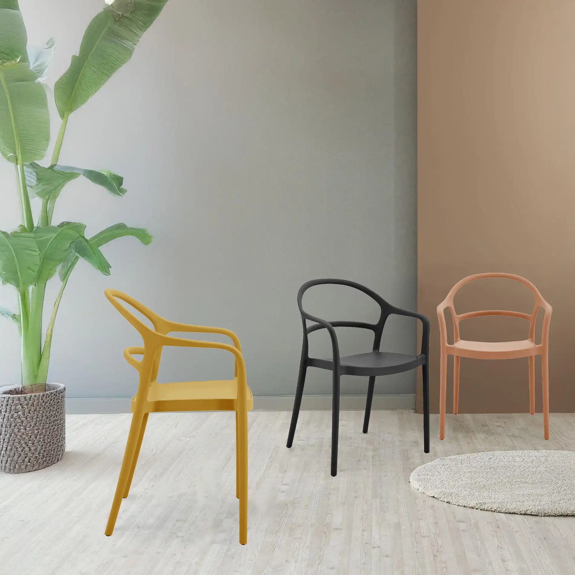 Baloot - Sedia impilabile nera per casa moderna o giardino