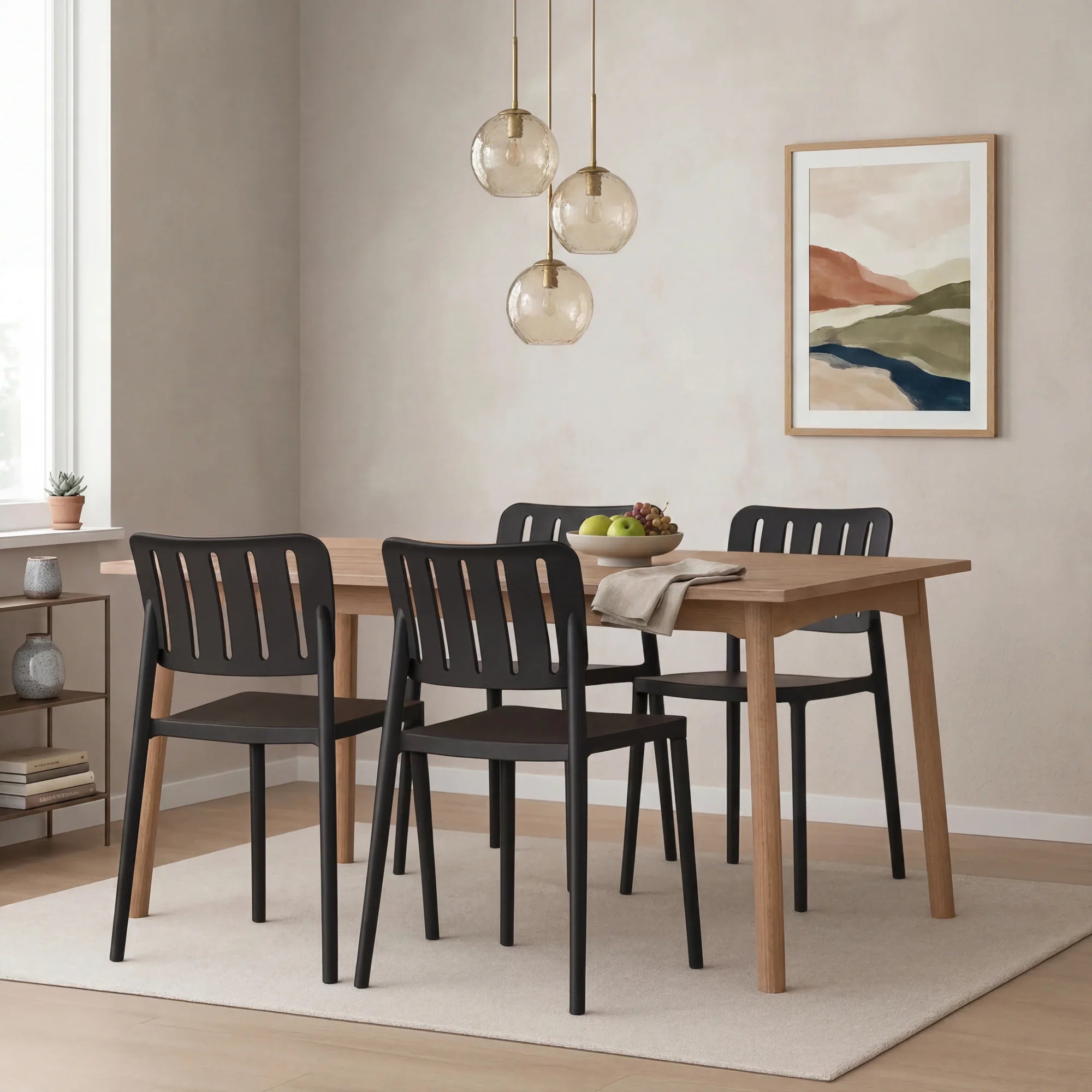 Athel - Silla negra apilable para casa o jardín