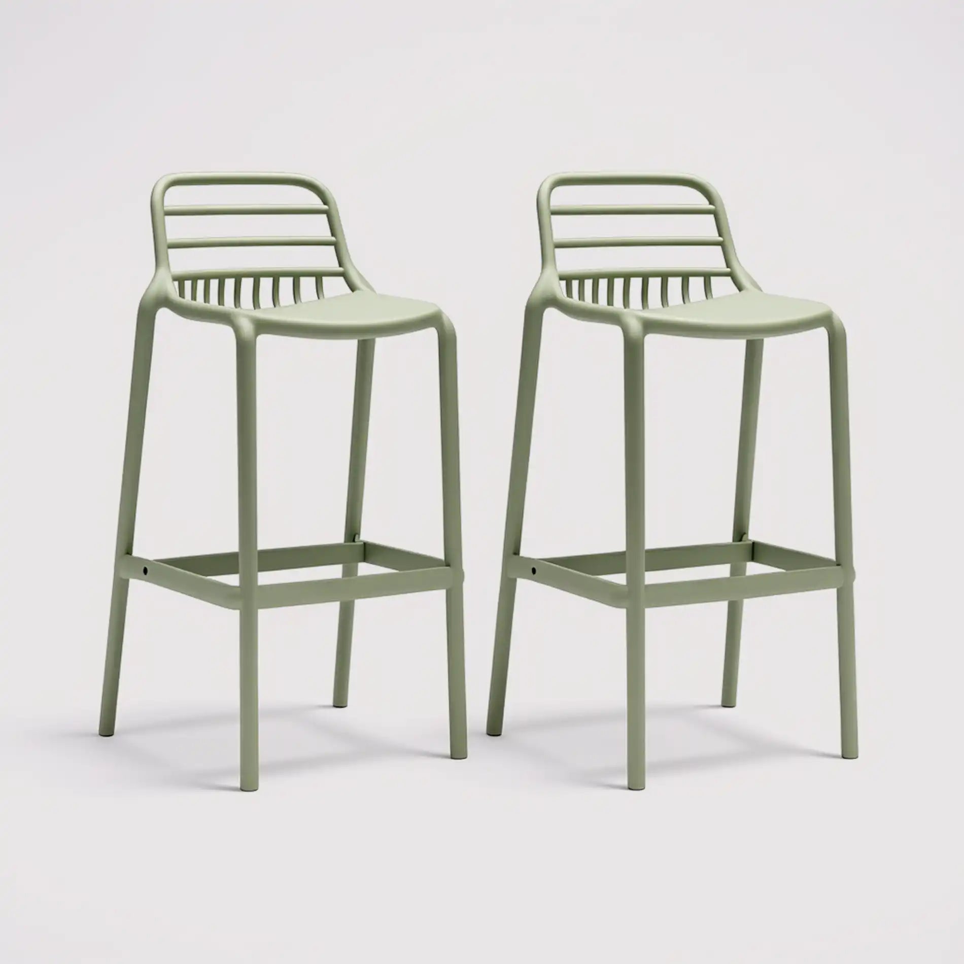 Hindiba - Set 2 sgabelli alti verde chiaro per bar o esterno