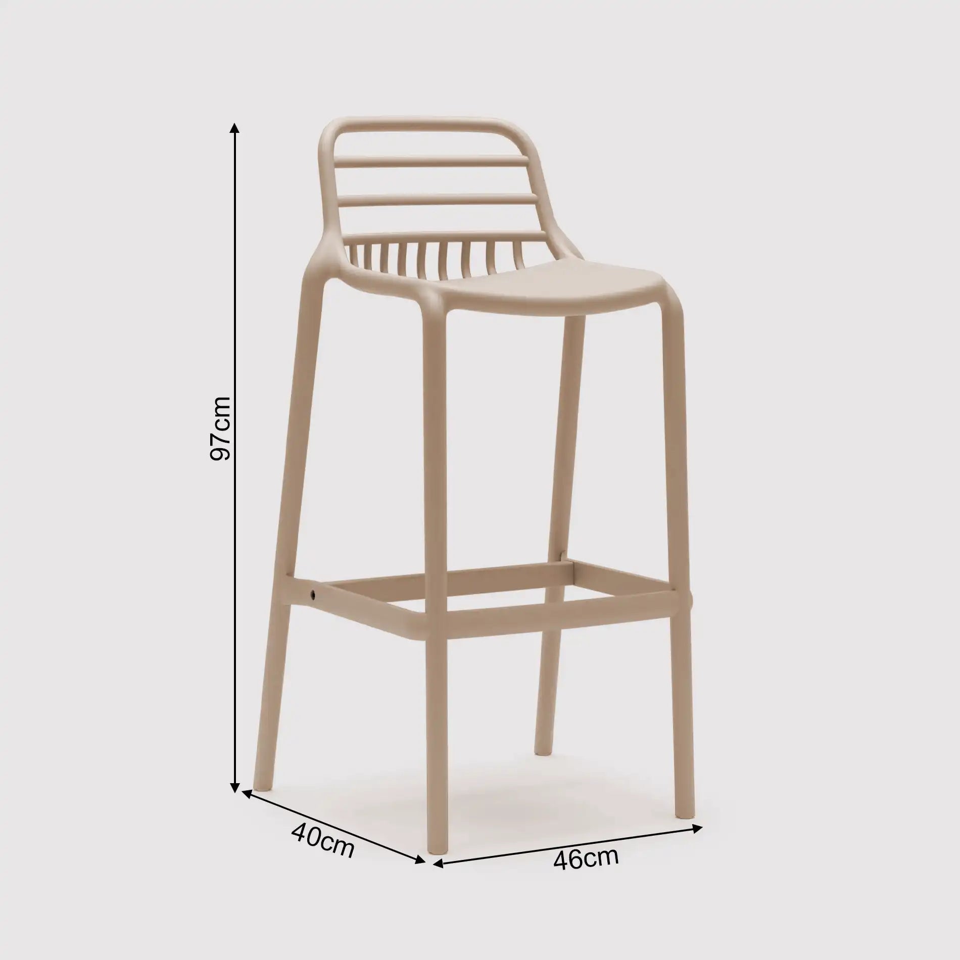 Pteris - Pair of taupe bar stools for home or outdoor use