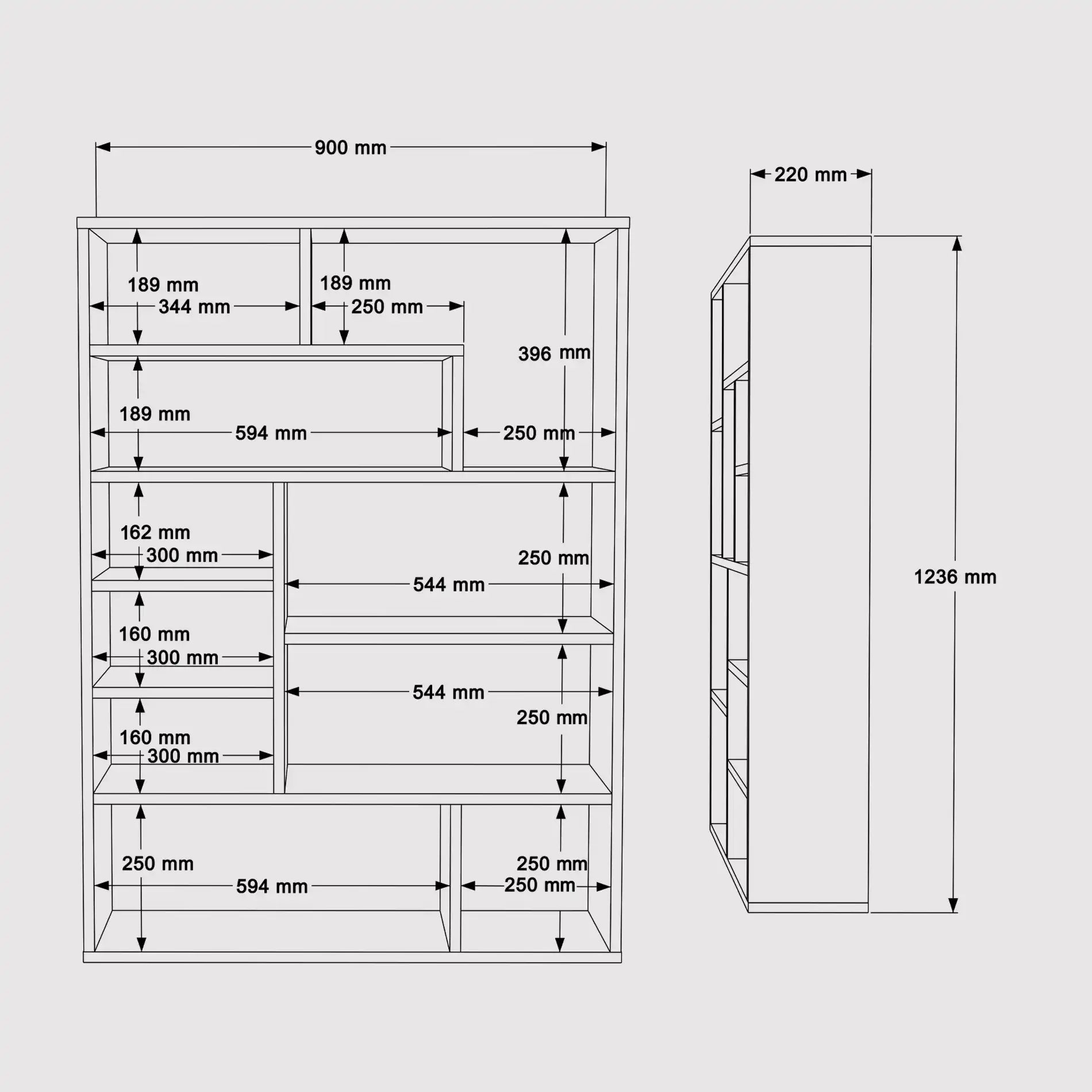 Laung - Scaffale moderno da salotto con 10 scomparti