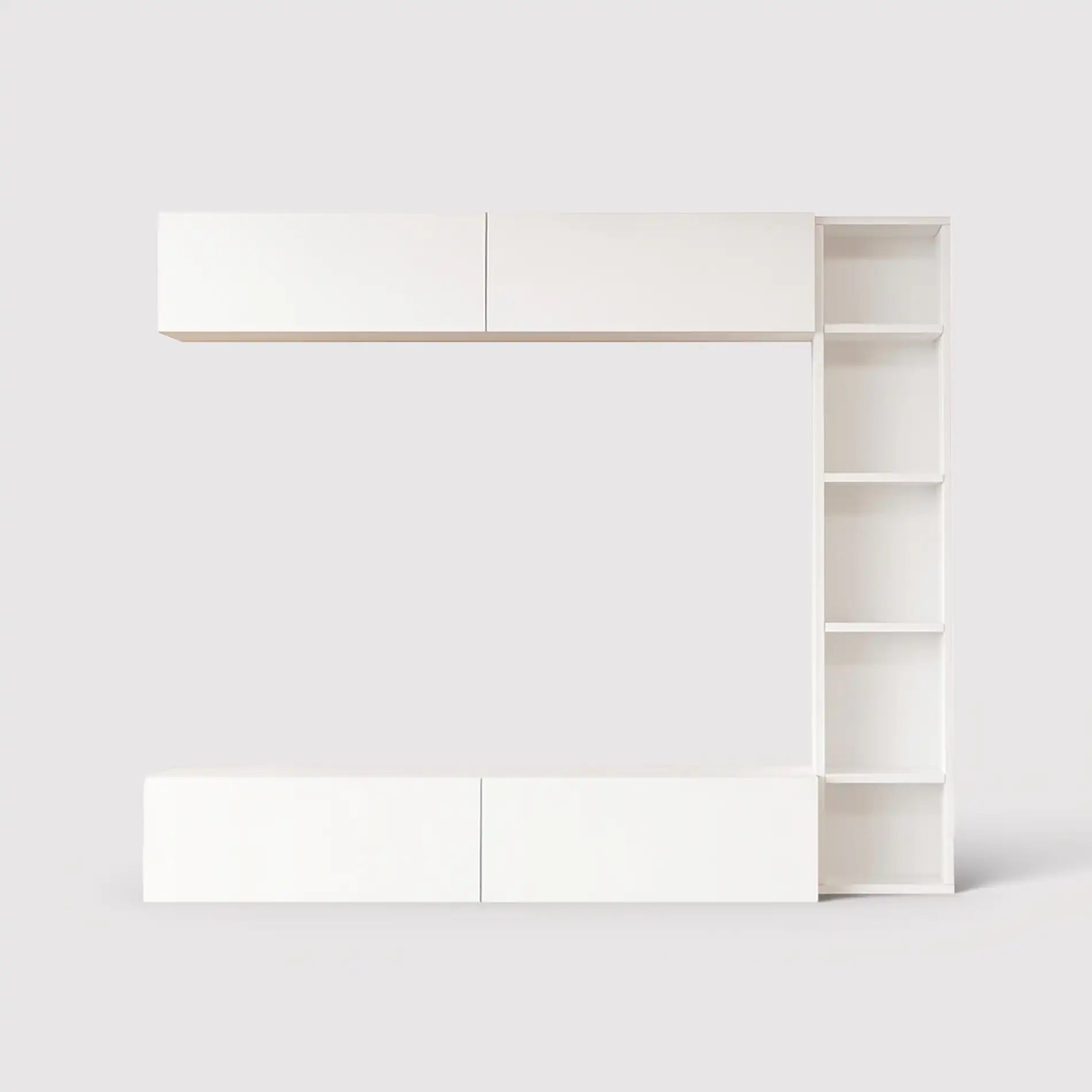 Kadab - Parete attrezzata bianca con 3 mobili modulari