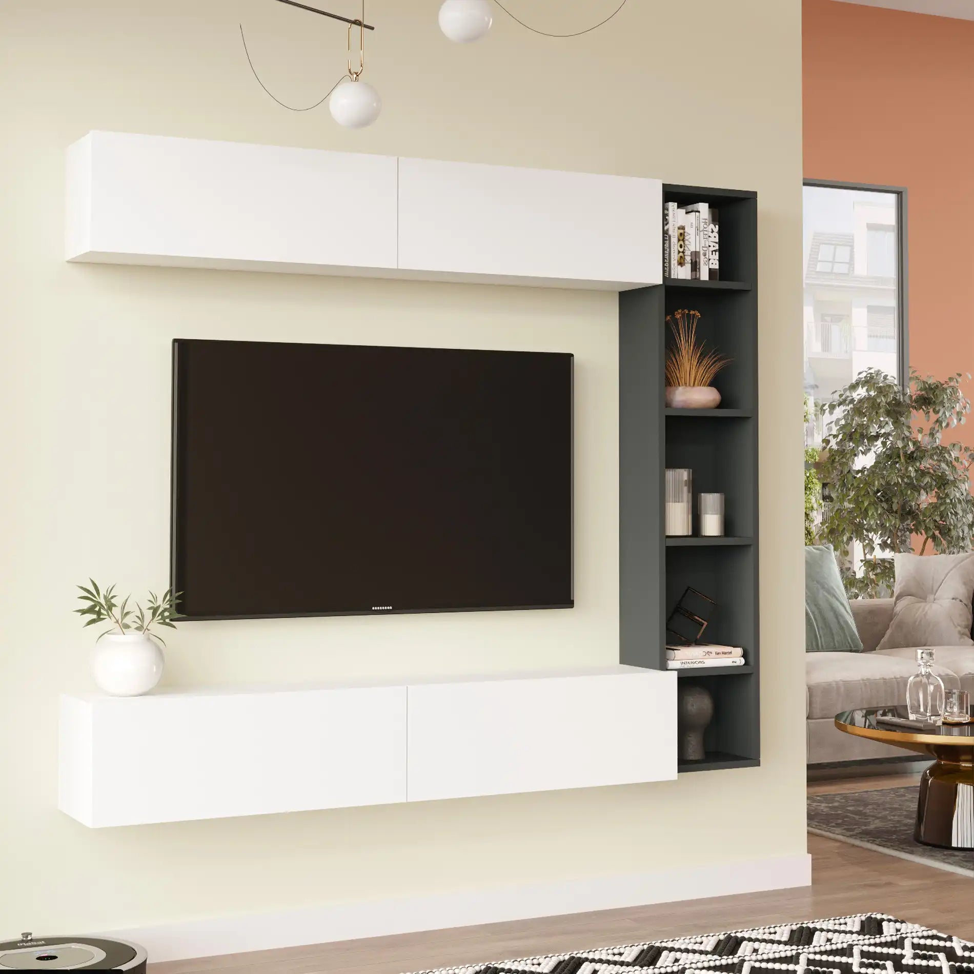 Tamael - Set 3 mobili pensili da salotto moderno