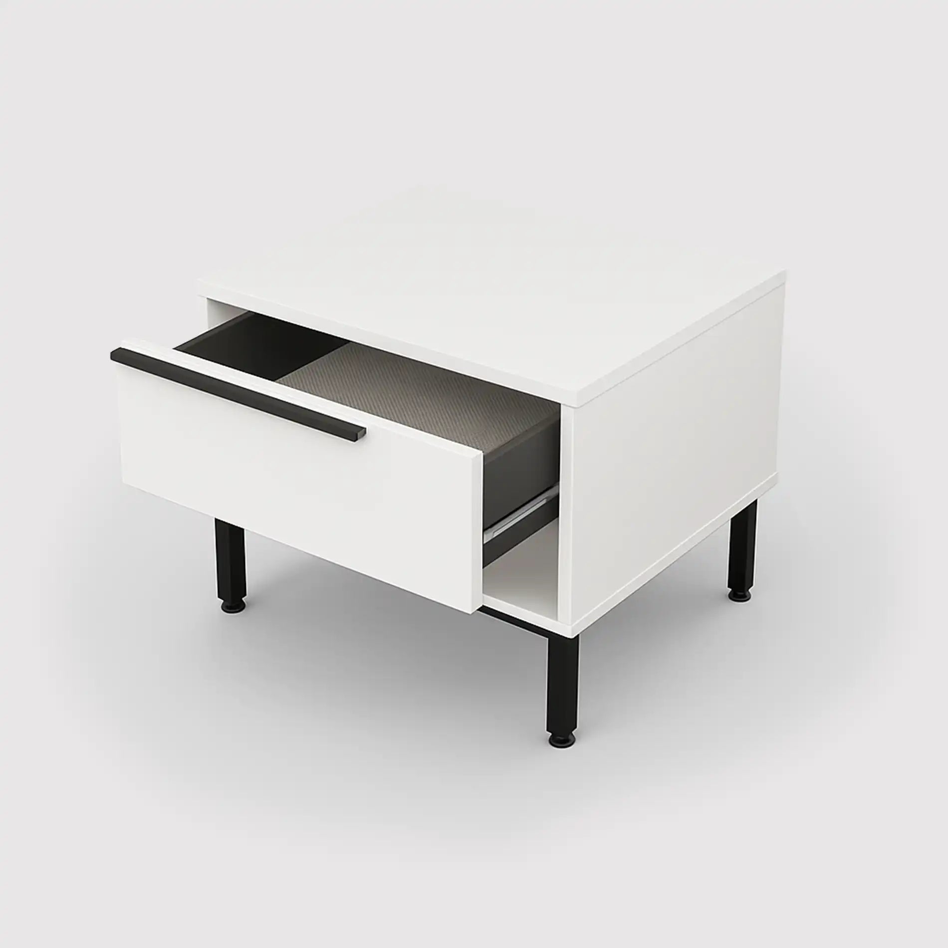 Sabbar - Comodino bianco moderno con 1 cassetto