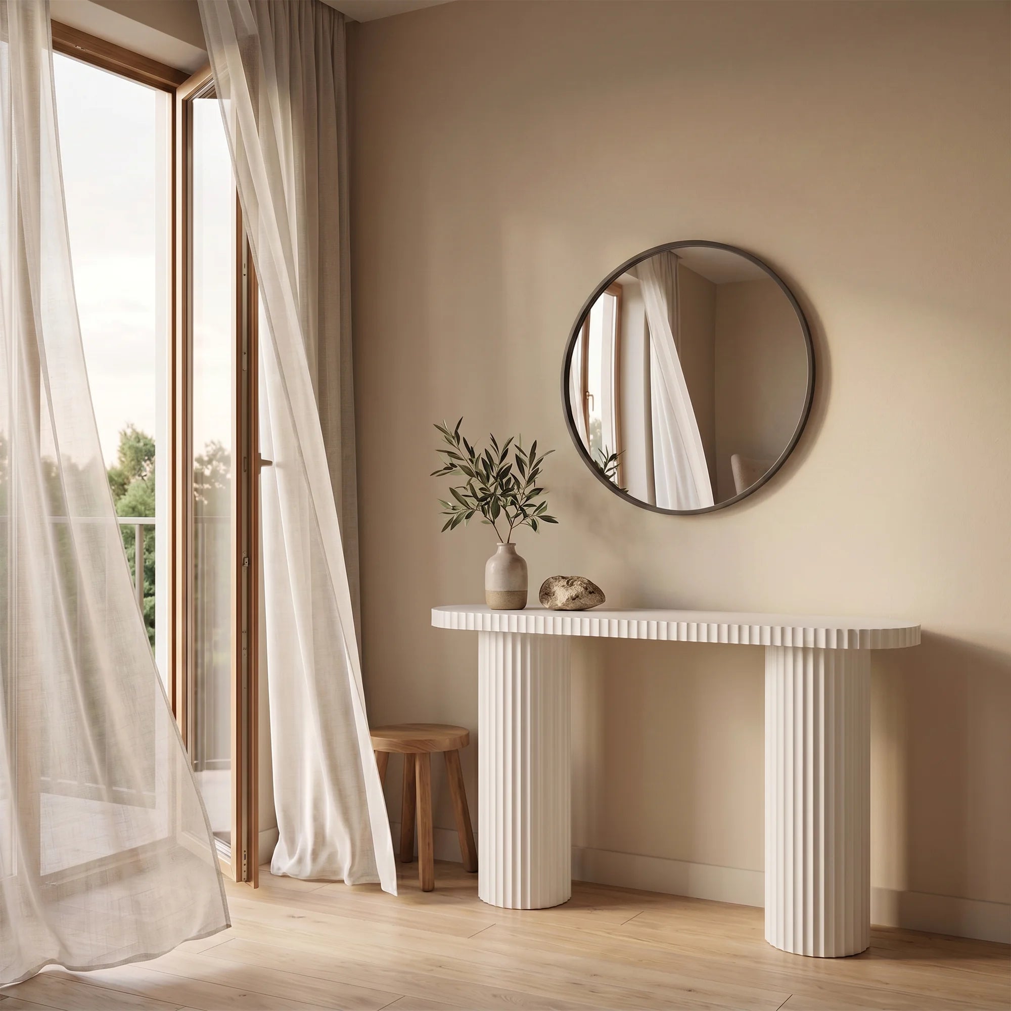 Anbar - Espejo redondo moderno gris antracita Ø 60 cm