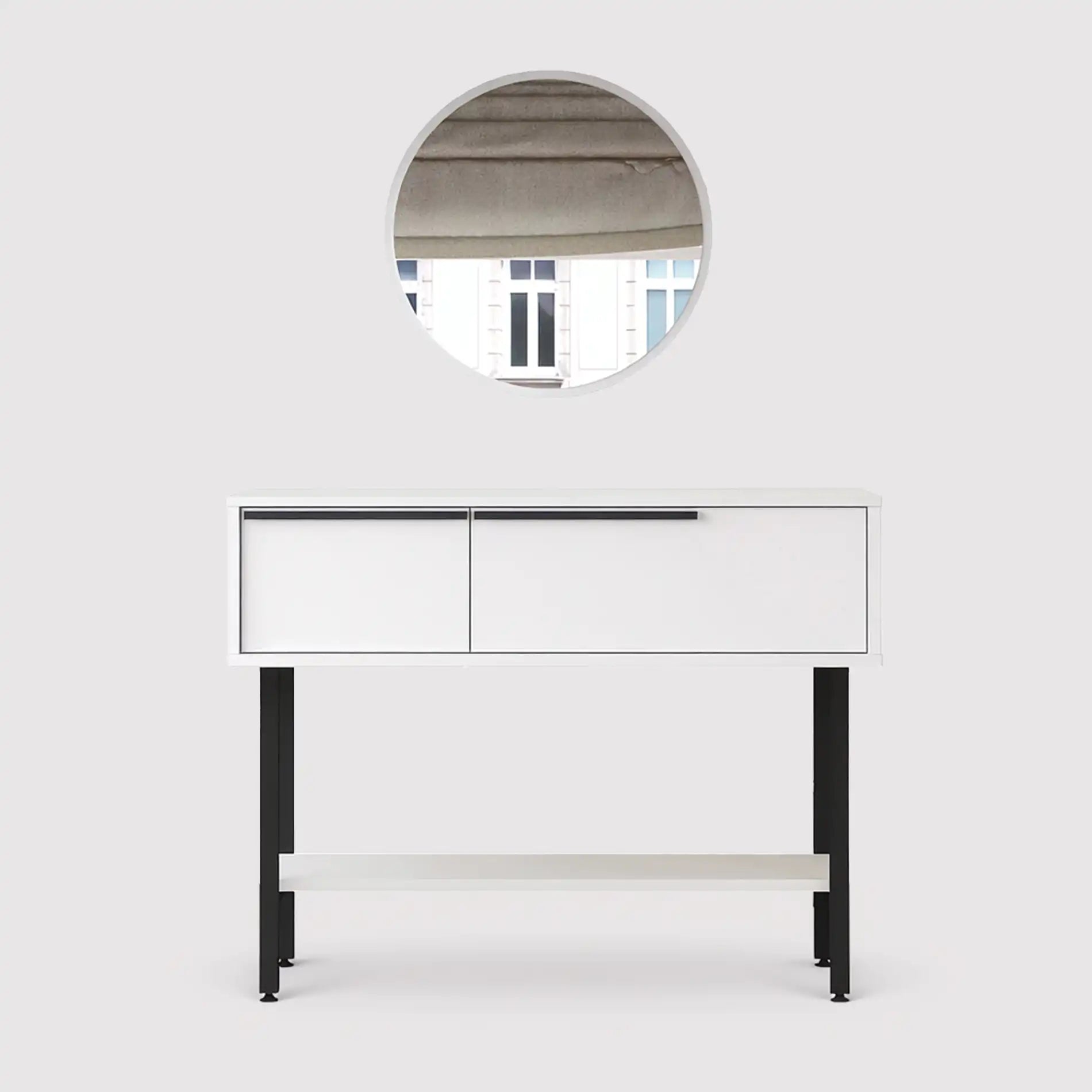 Dudhal - Consola blanca de entrada con espejo