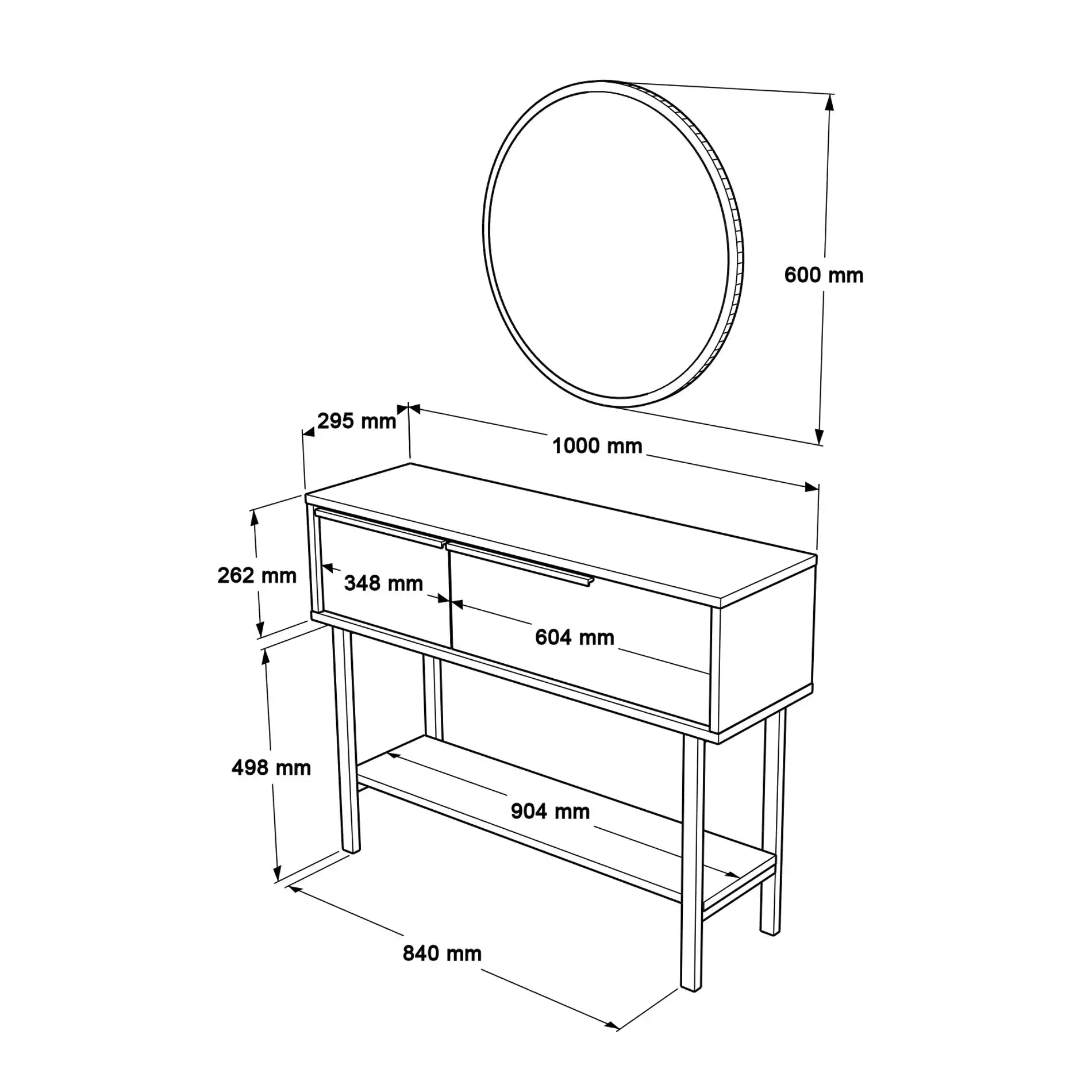 Dudhal - Consola blanca de entrada con espejo
