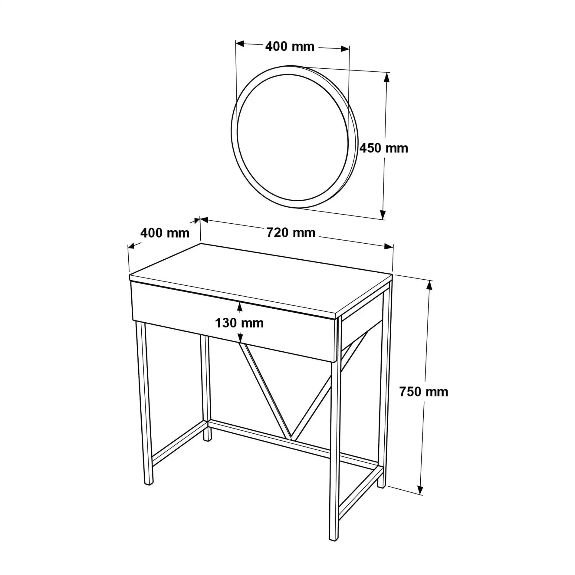 Lycium - Consola blanca efecto mármol y dorado con espejo
