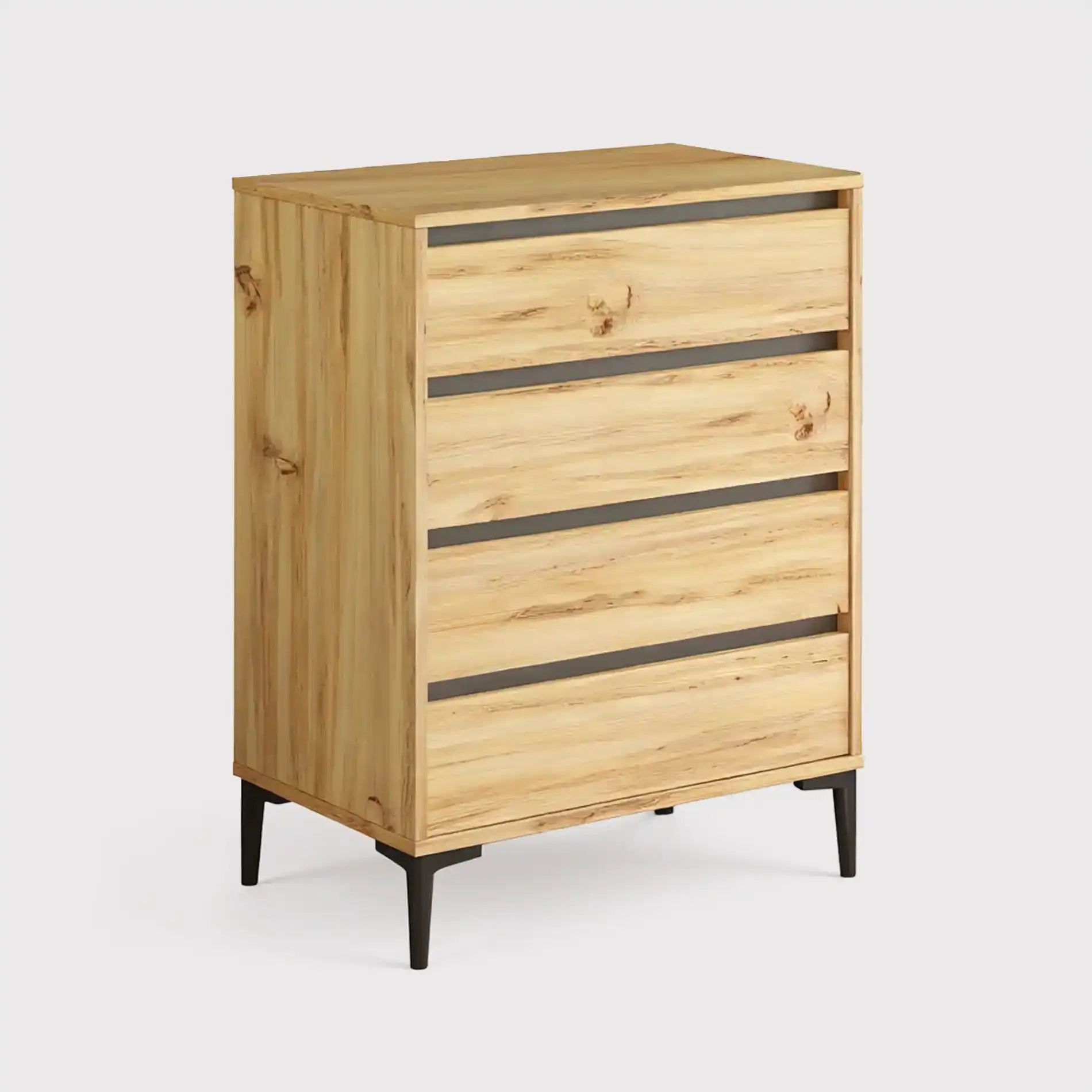 Yarala - Cassettiera stile scandinavo marrone chiaro con 4 cassetti