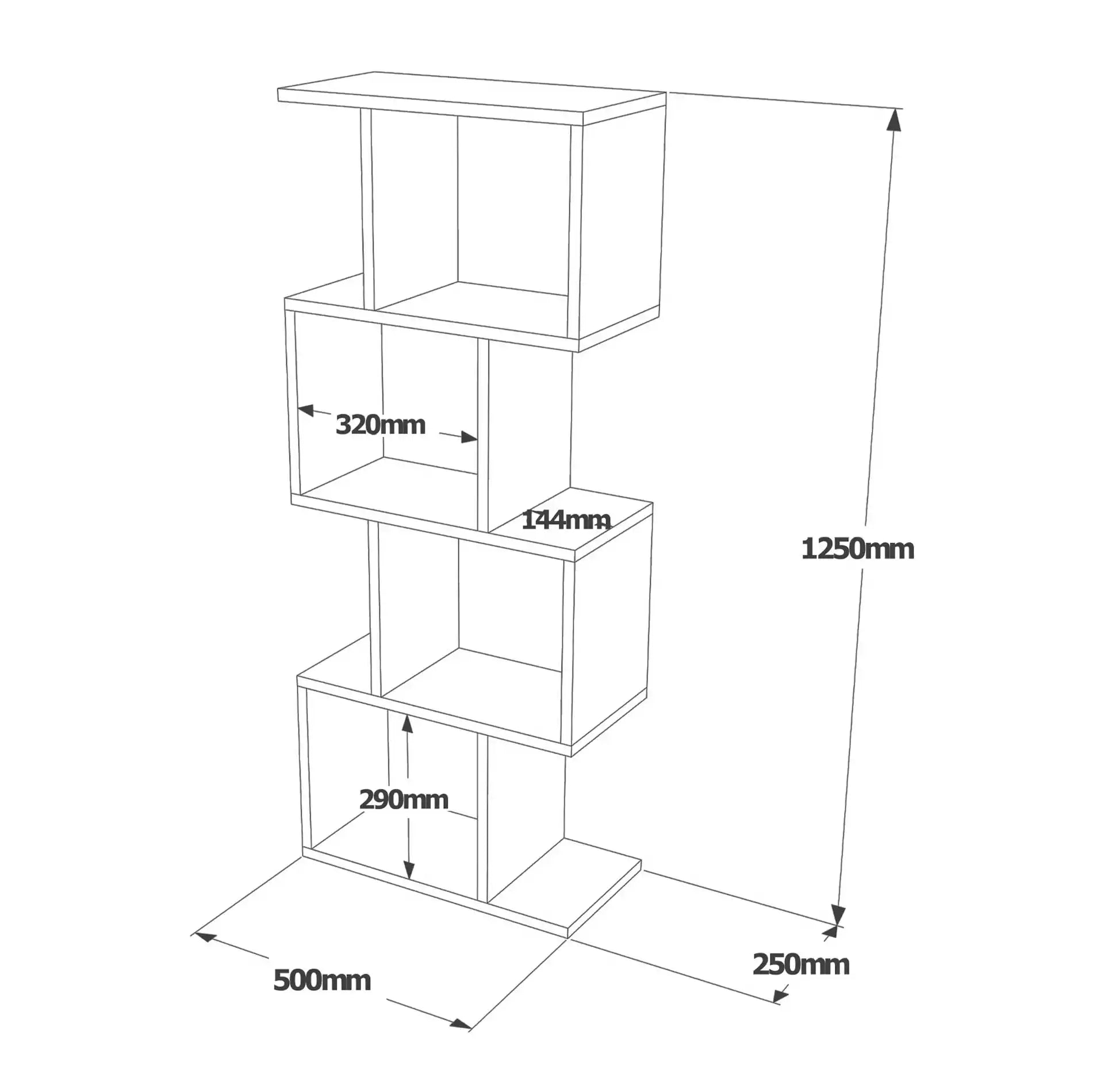 Halleria - Libreria pensile grigio effetto cemento con 4 vani