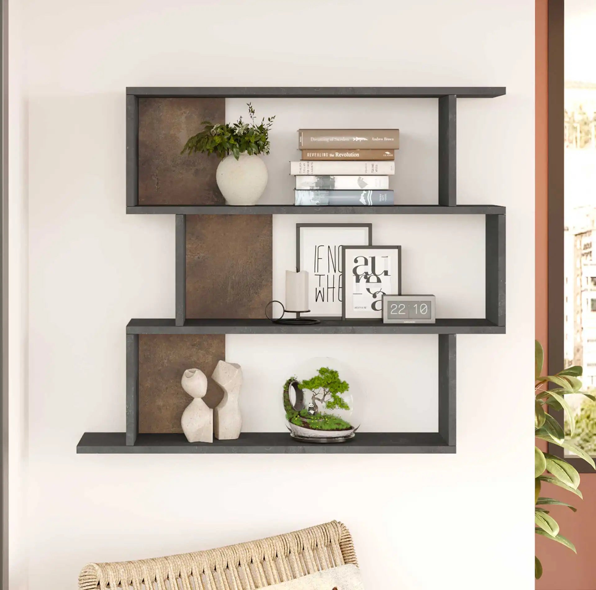 Dalrae - Scaffale pensile con 3 vani in stile moderno