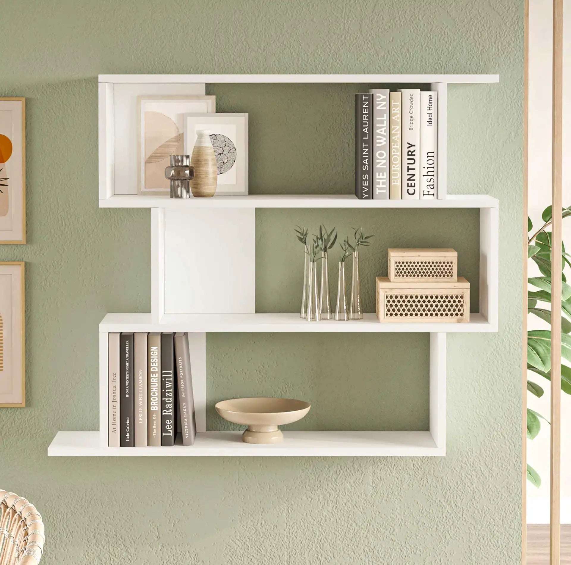 Shair - Libreria pensile bianca con 3 vani in stile moderno