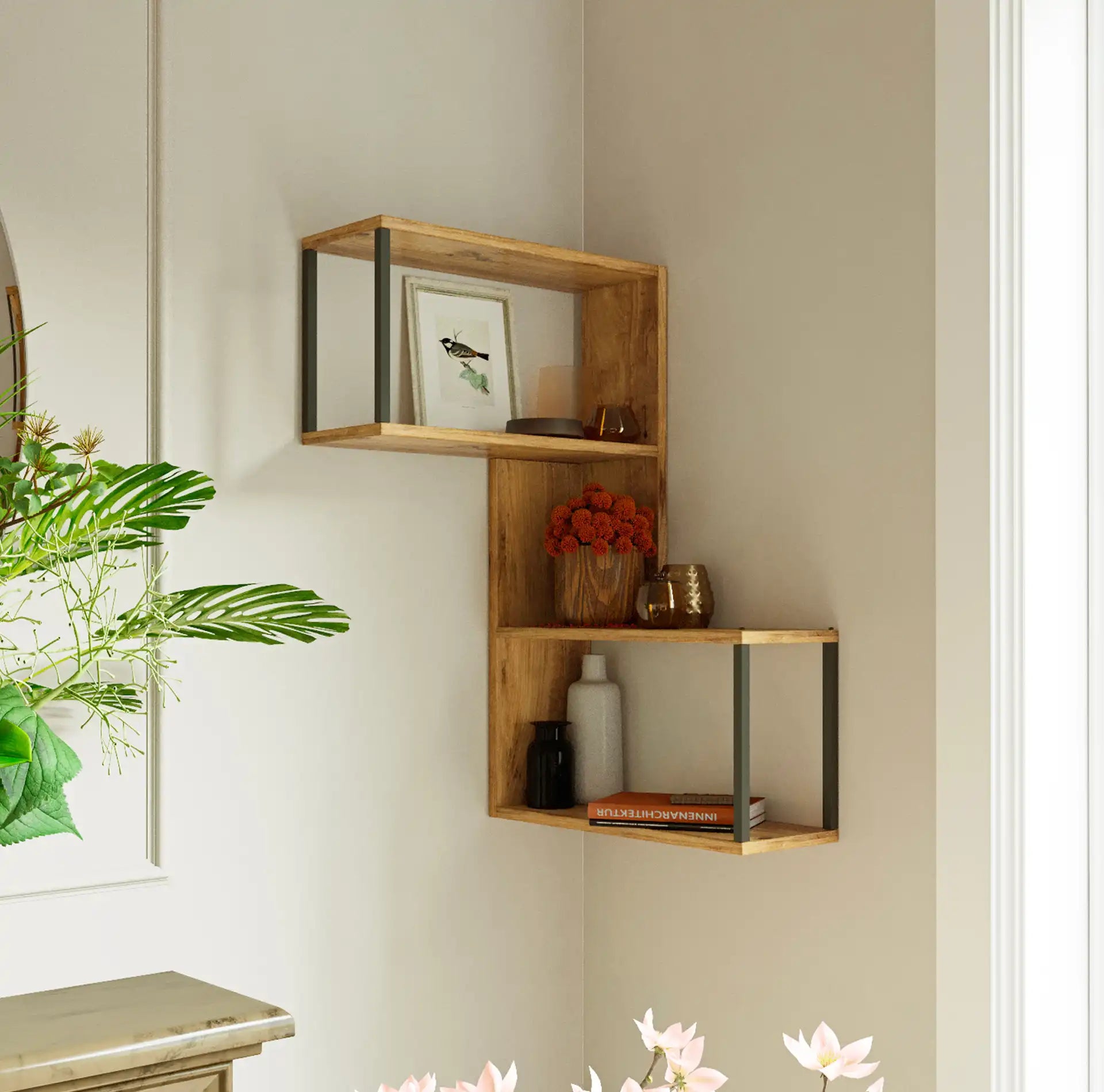 Jepang - Mensola angolare da parete in stile moderno