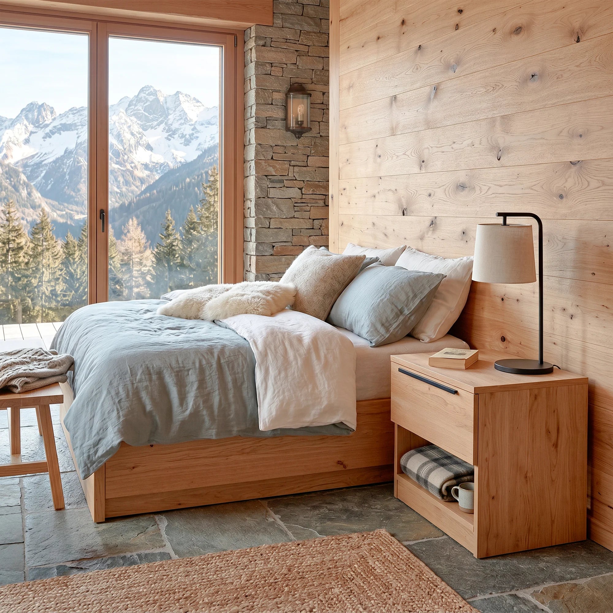 Helba - Comodino basso scandinavo con 1 cassetto