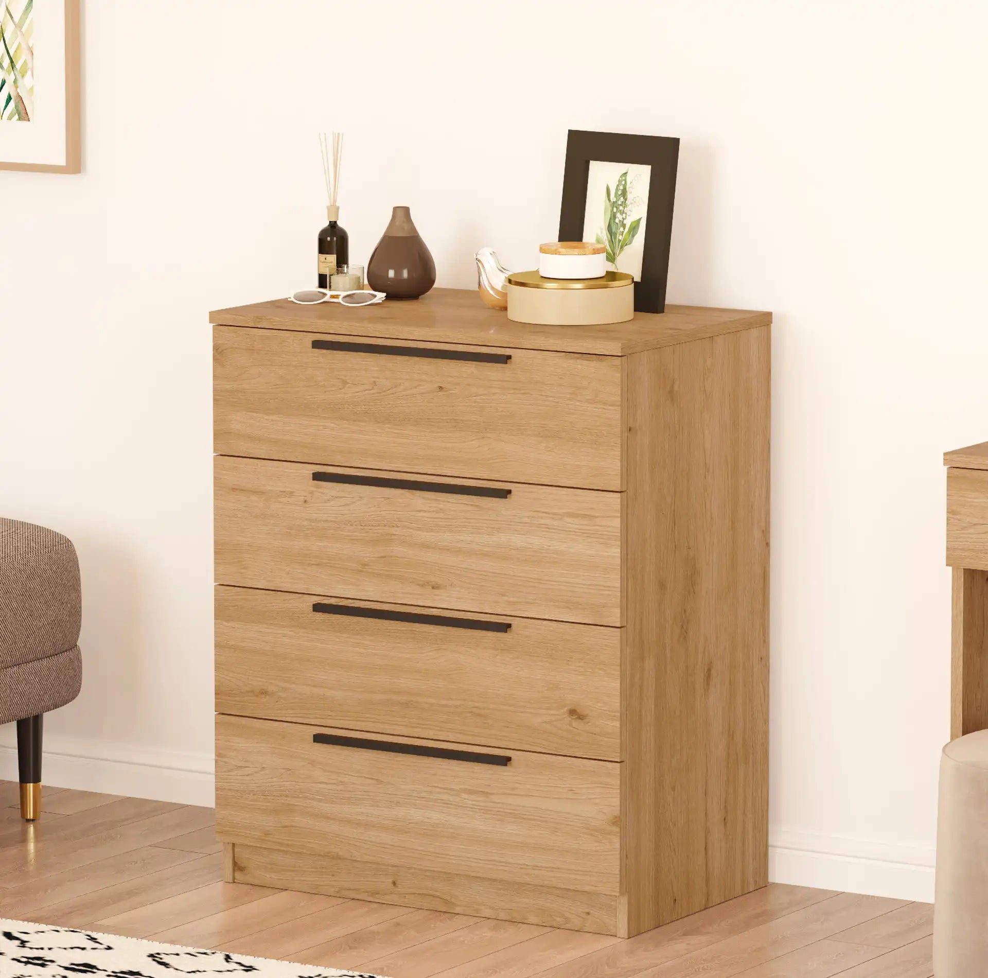 Aoki - Cassettiera compatta moderna con 4 cassetti