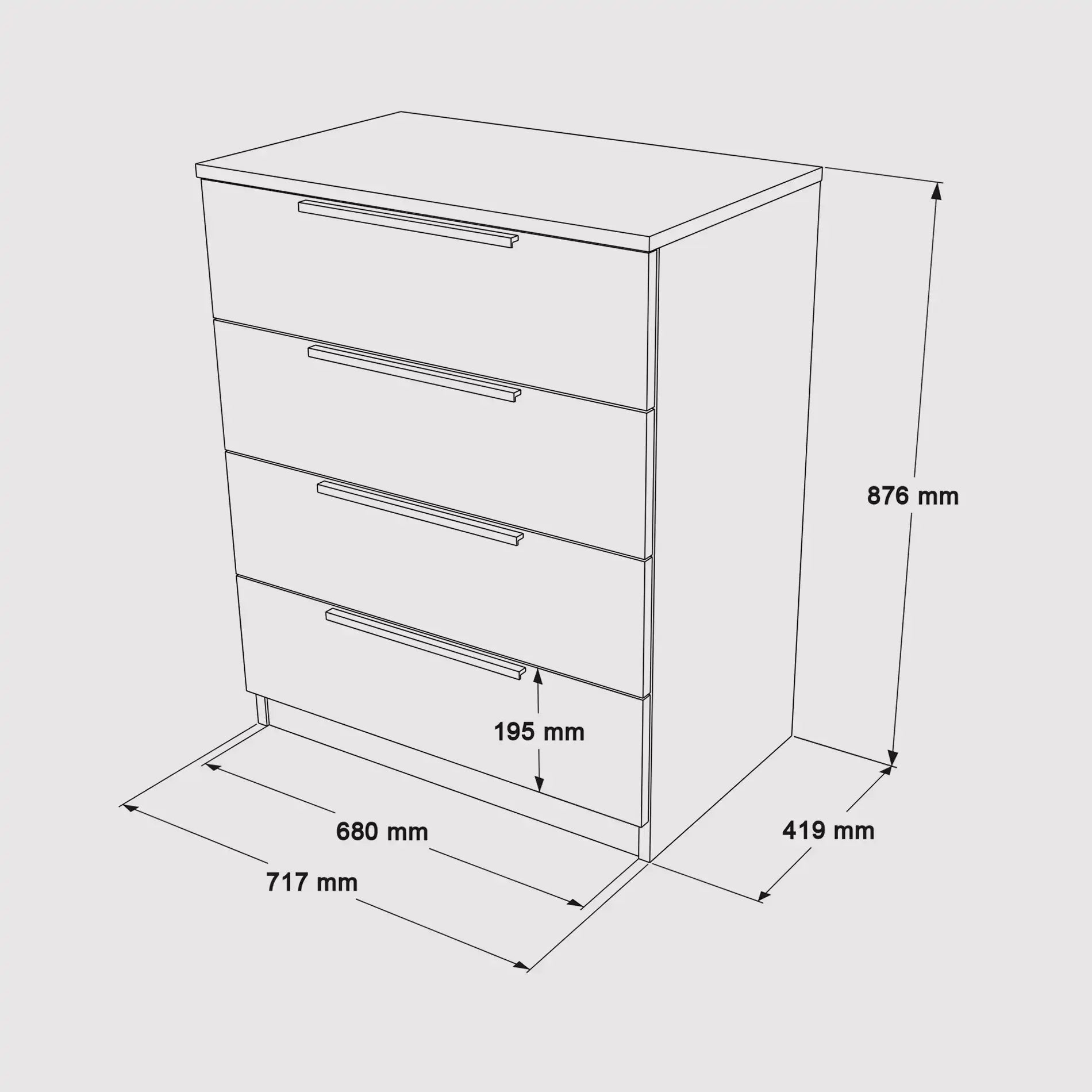 Aoki - Cassettiera compatta moderna con 4 cassetti