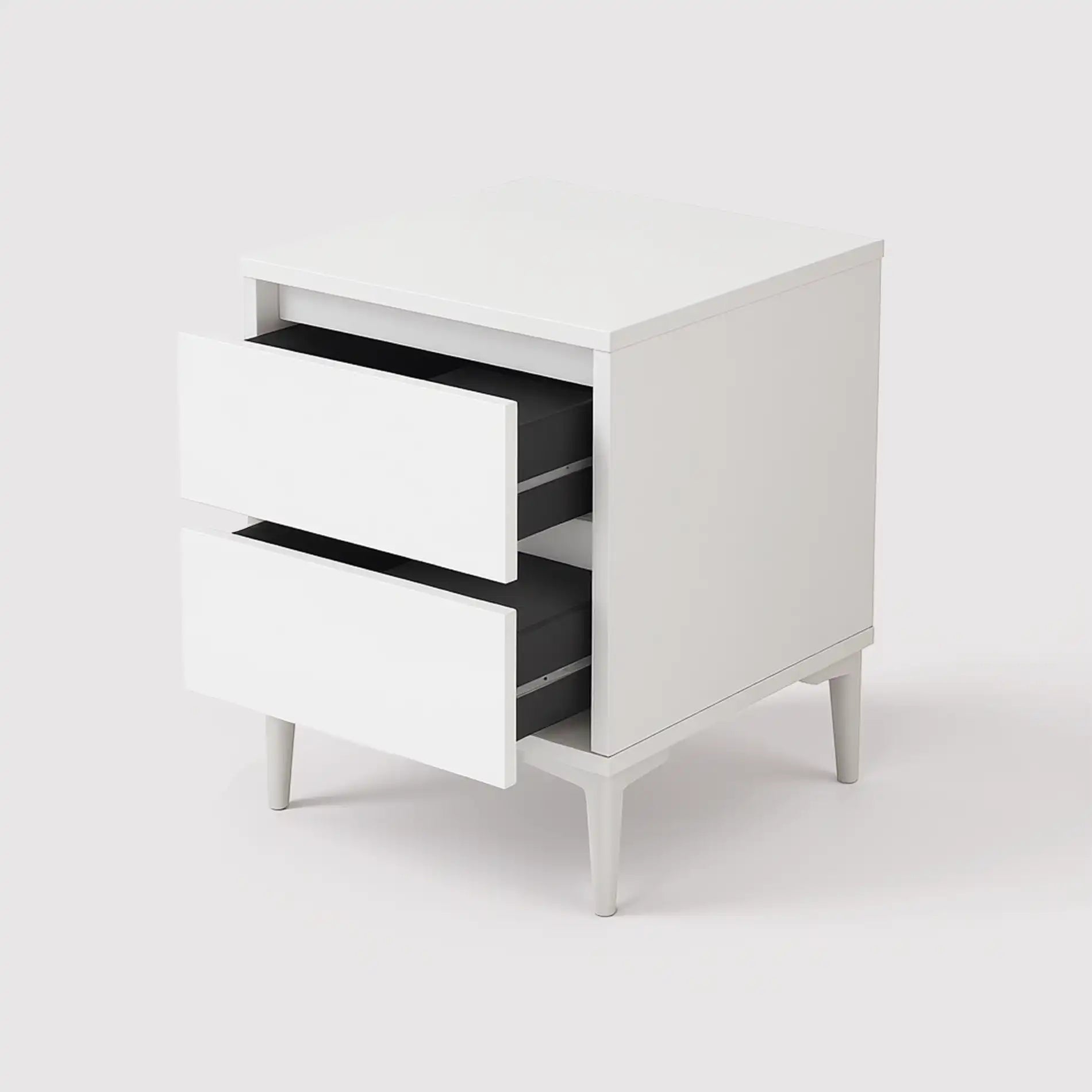 Hayl - Comodino bianco in stile moderno con 2 cassetti