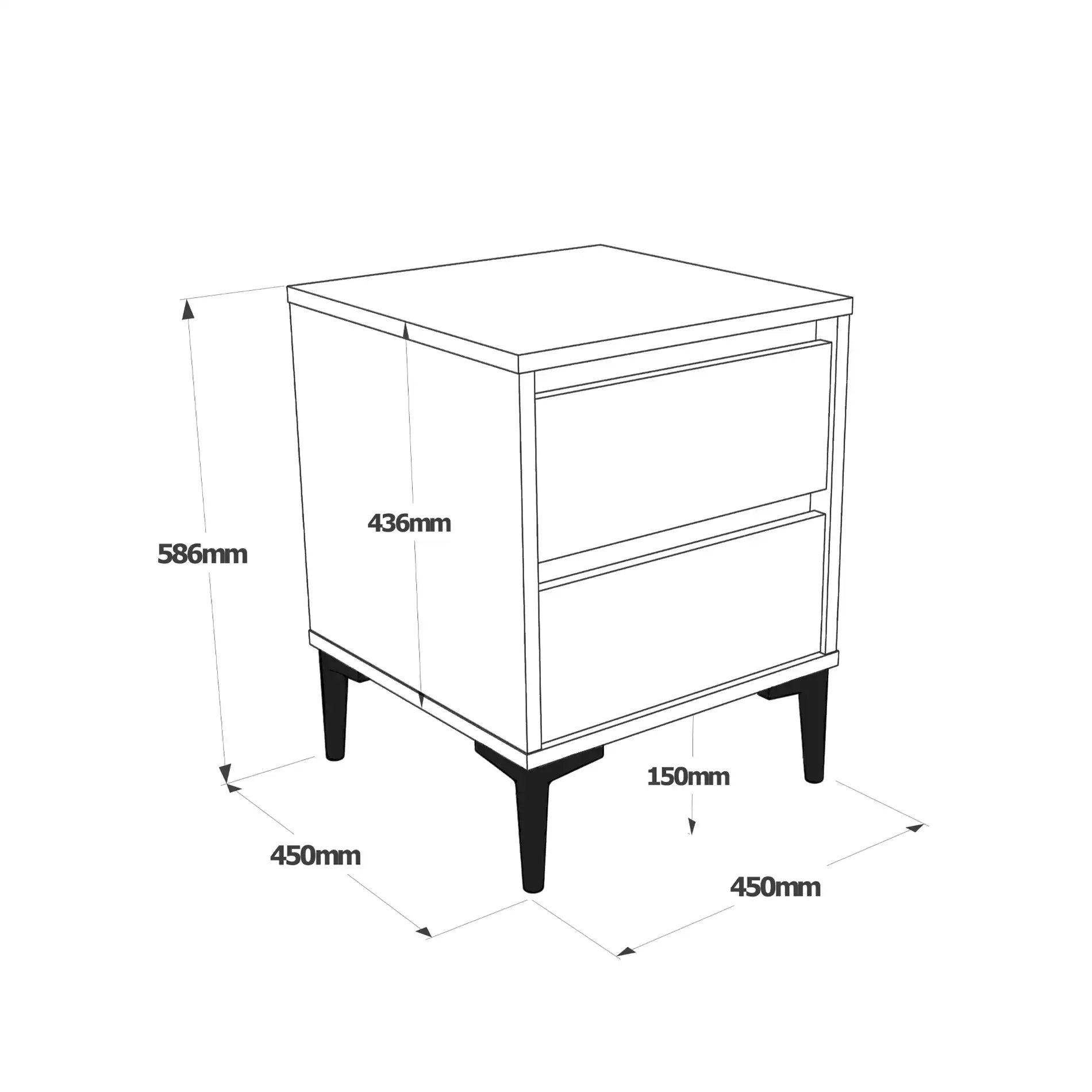 Hayl - Comodino bianco in stile moderno con 2 cassetti