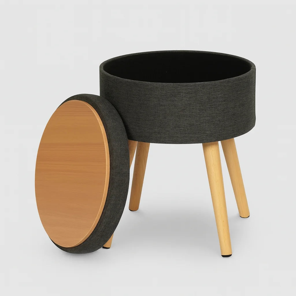 Zahara - Dark Grey Storage Stool Modern Style