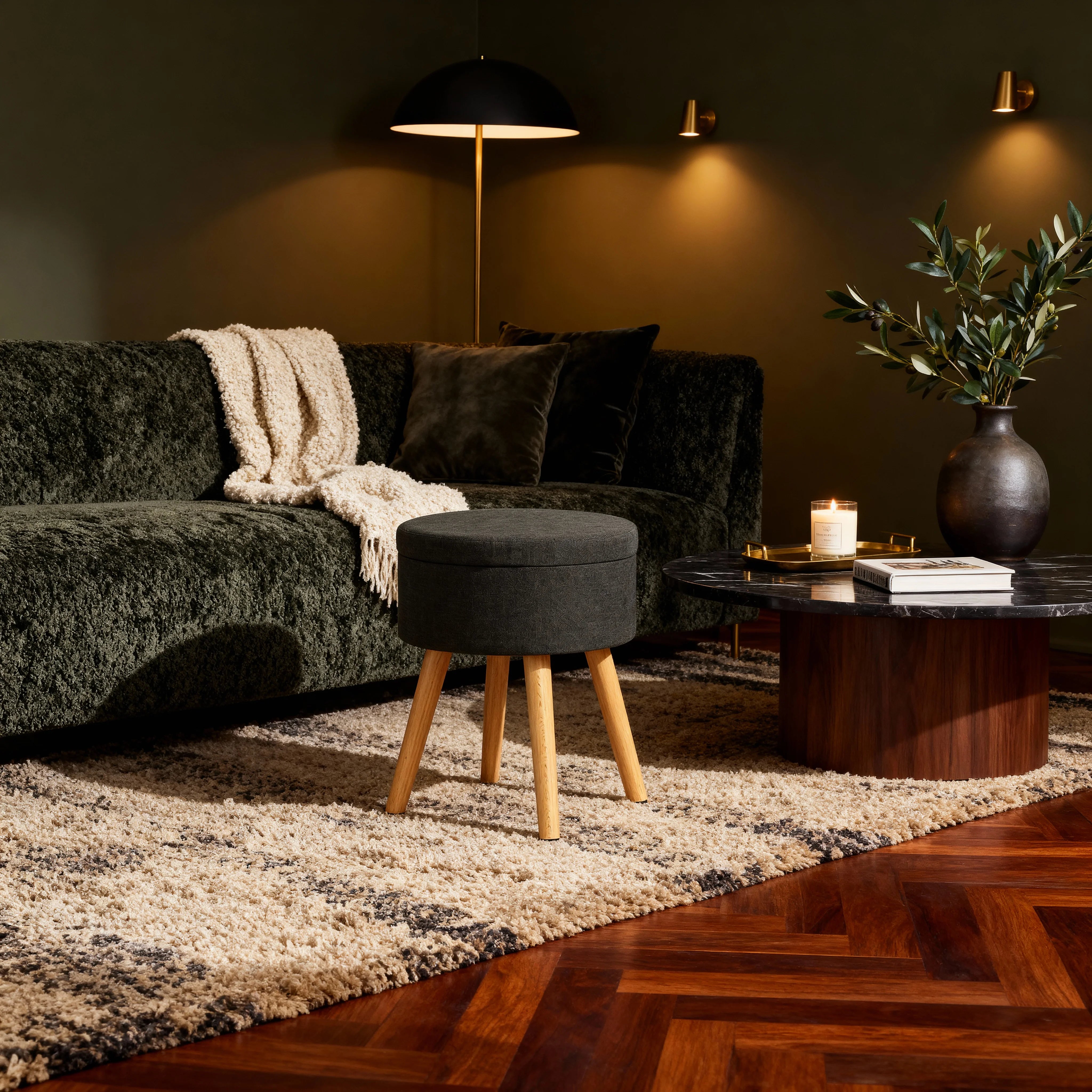 Zahara - Dark Grey Storage Stool Modern Style