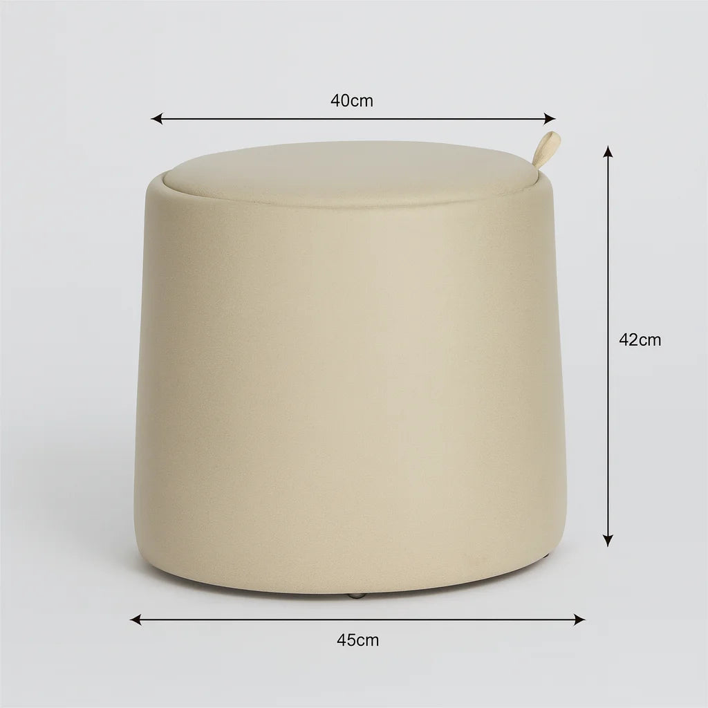 Gardenia – Modern Beige PU Storage Ottoman Stool with MDF Wood Frame
