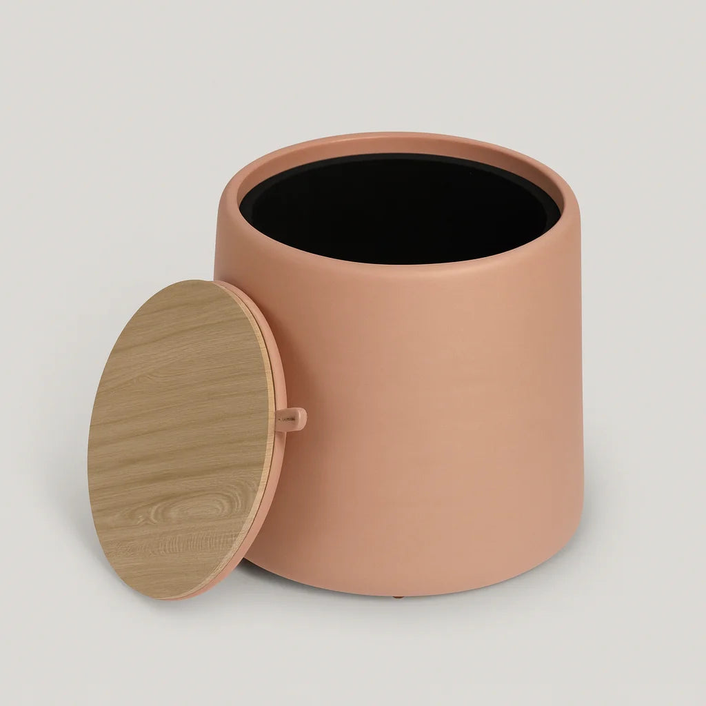 Lisianthus – Moderner Rosa Sitzhocker mit Stauraum aus PU mit MDF-Holzrahmen