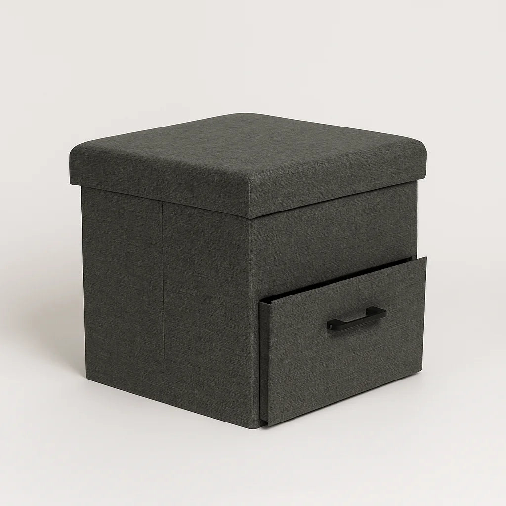 Alocasia – Modern Dark Grey PU Storage Ottoman with MDF Wood Frame