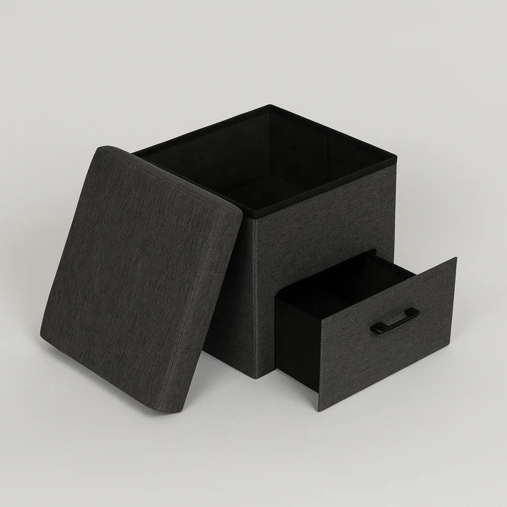 Alocasia – Modern Dark Grey PU Storage Ottoman with MDF Wood Frame