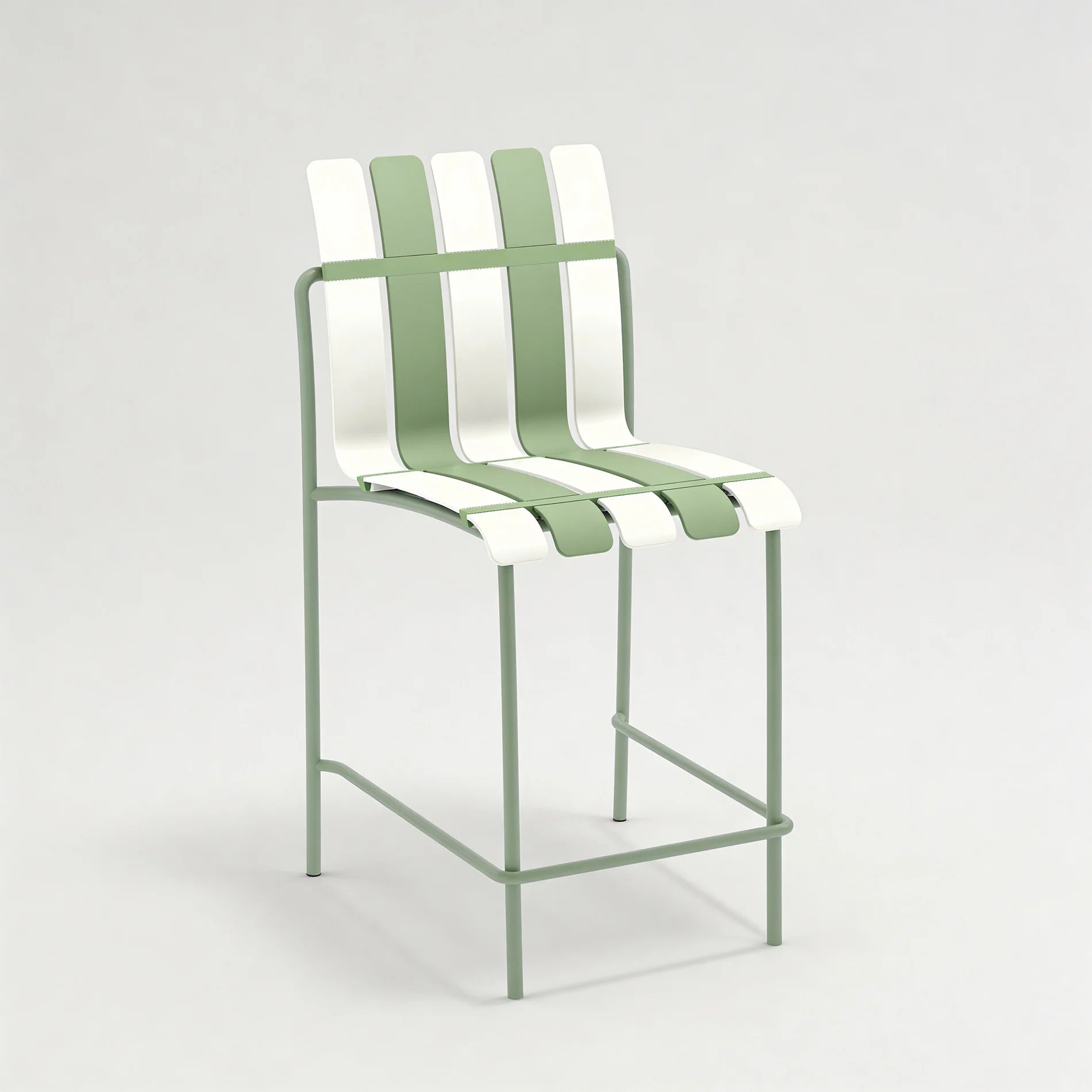 Sareo - Set 2 sgabelli da Bar Alti colore bianco e verde stile moderno