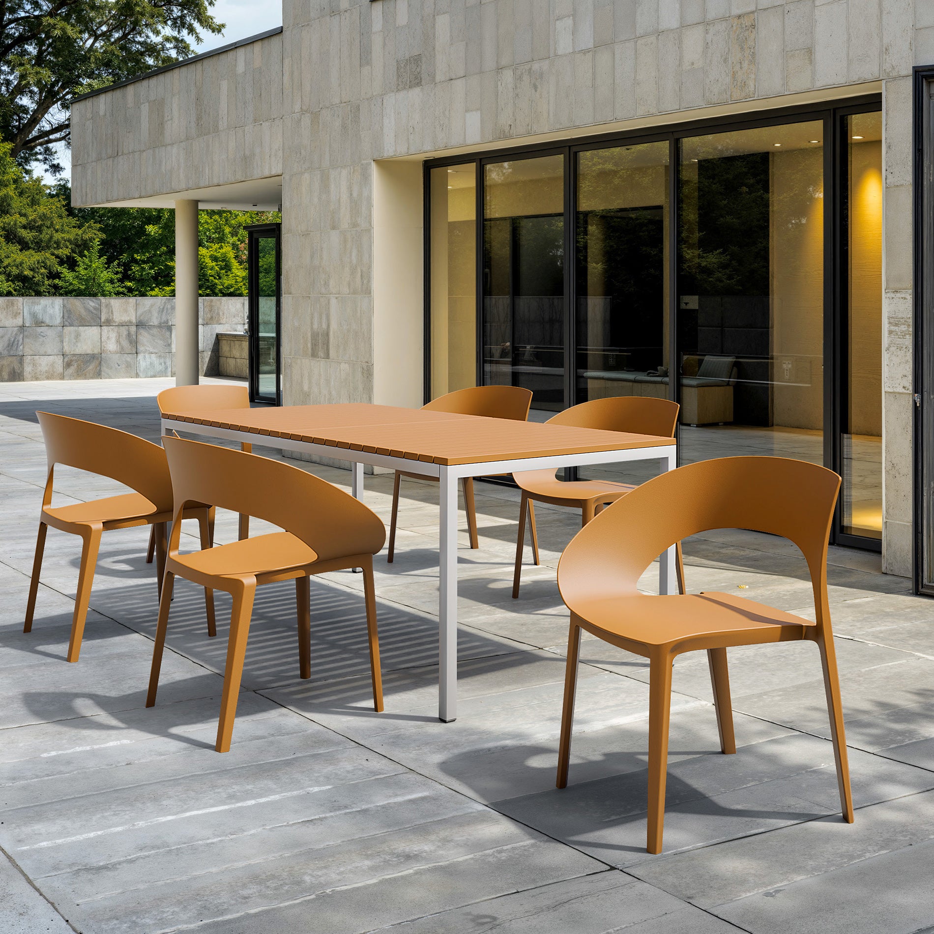 Laren - Set 2 sedia da esterno colore arancione stile moderno