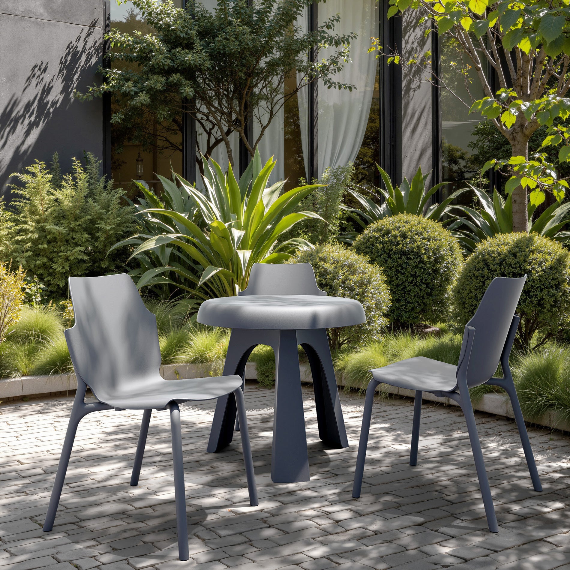 Tarek - Set 2 Sedie da giardino colore grigio antracite moderne