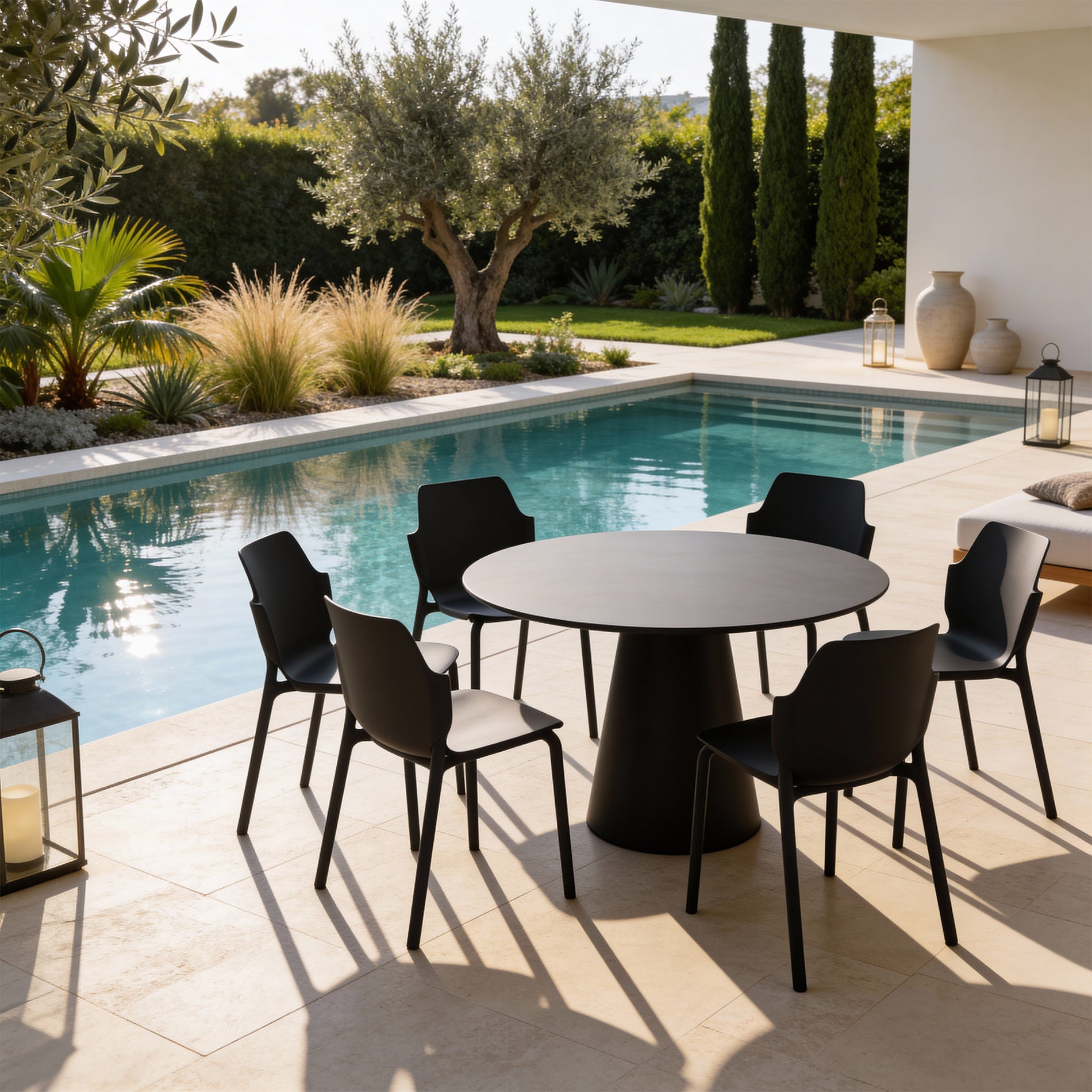 Zeran - Set 2 Sedie da pranzo impilabili colore nero moderne