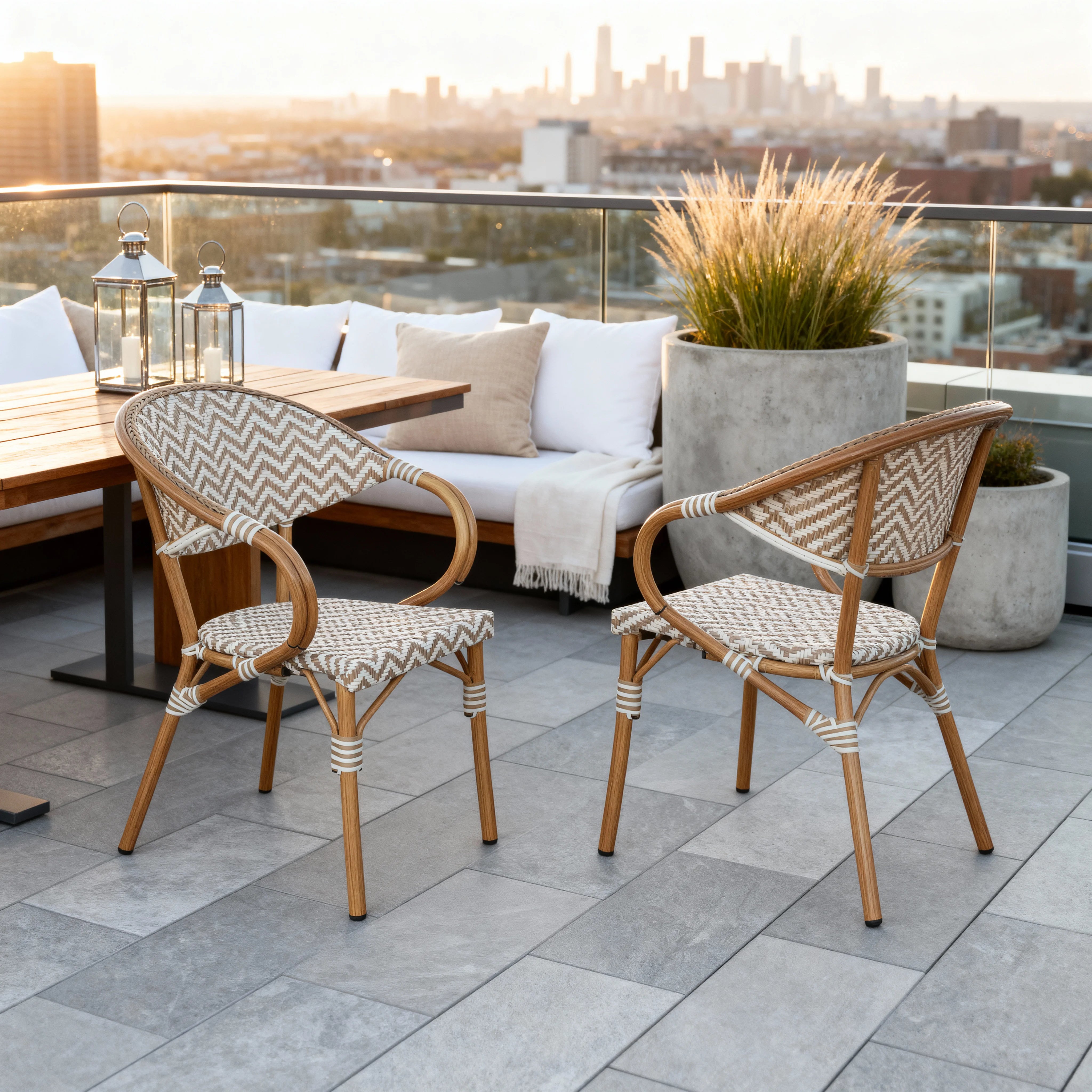 Fuchsia - Sedie 2 sedie da giardino impilabili marrone bianco classico