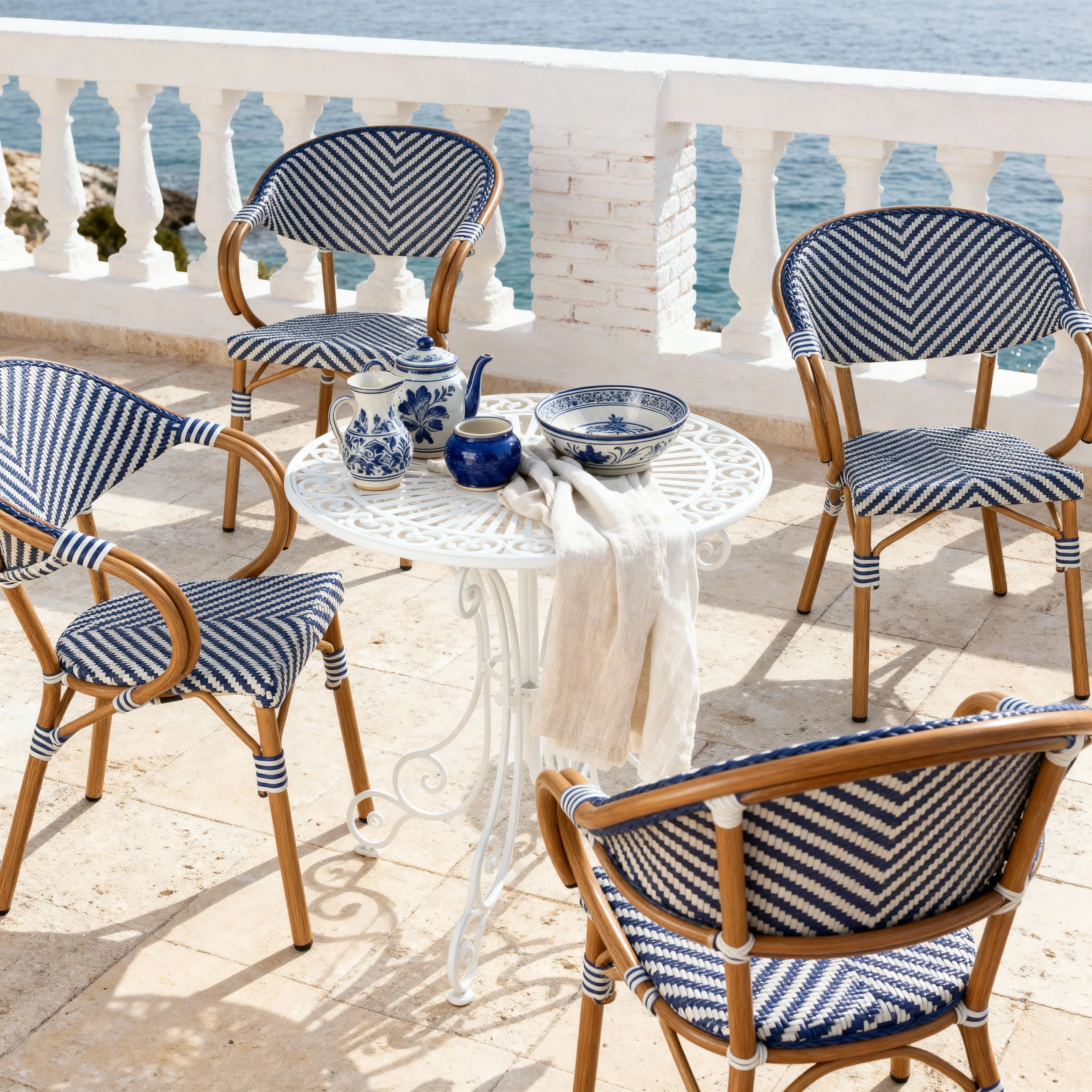 Belladonna - Set 2 Sedie da giardino impilabili bianco blu classico