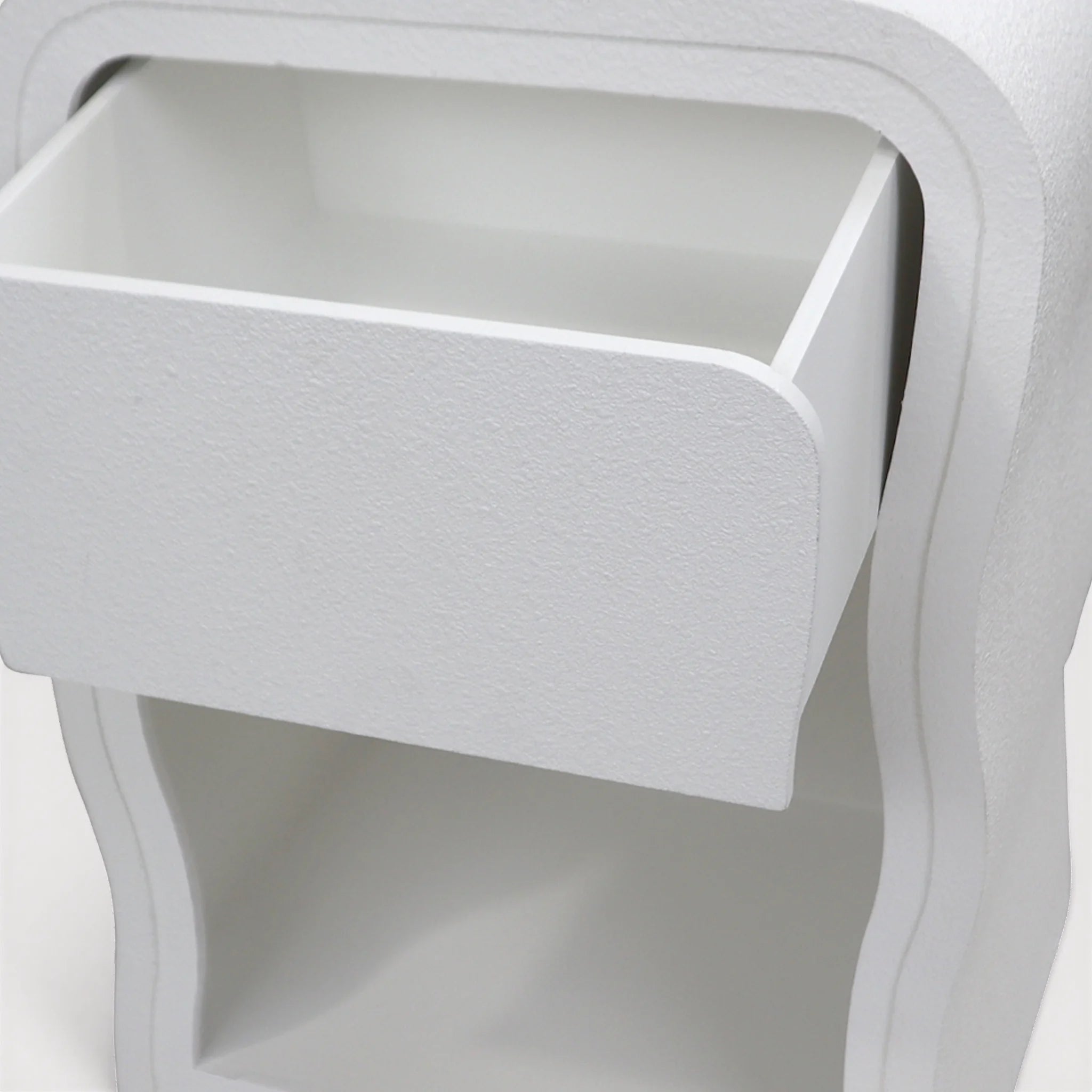 Edelweiss – Modern White MDF Bedside Table with 1 Drawer, Nightstand for Bedroom