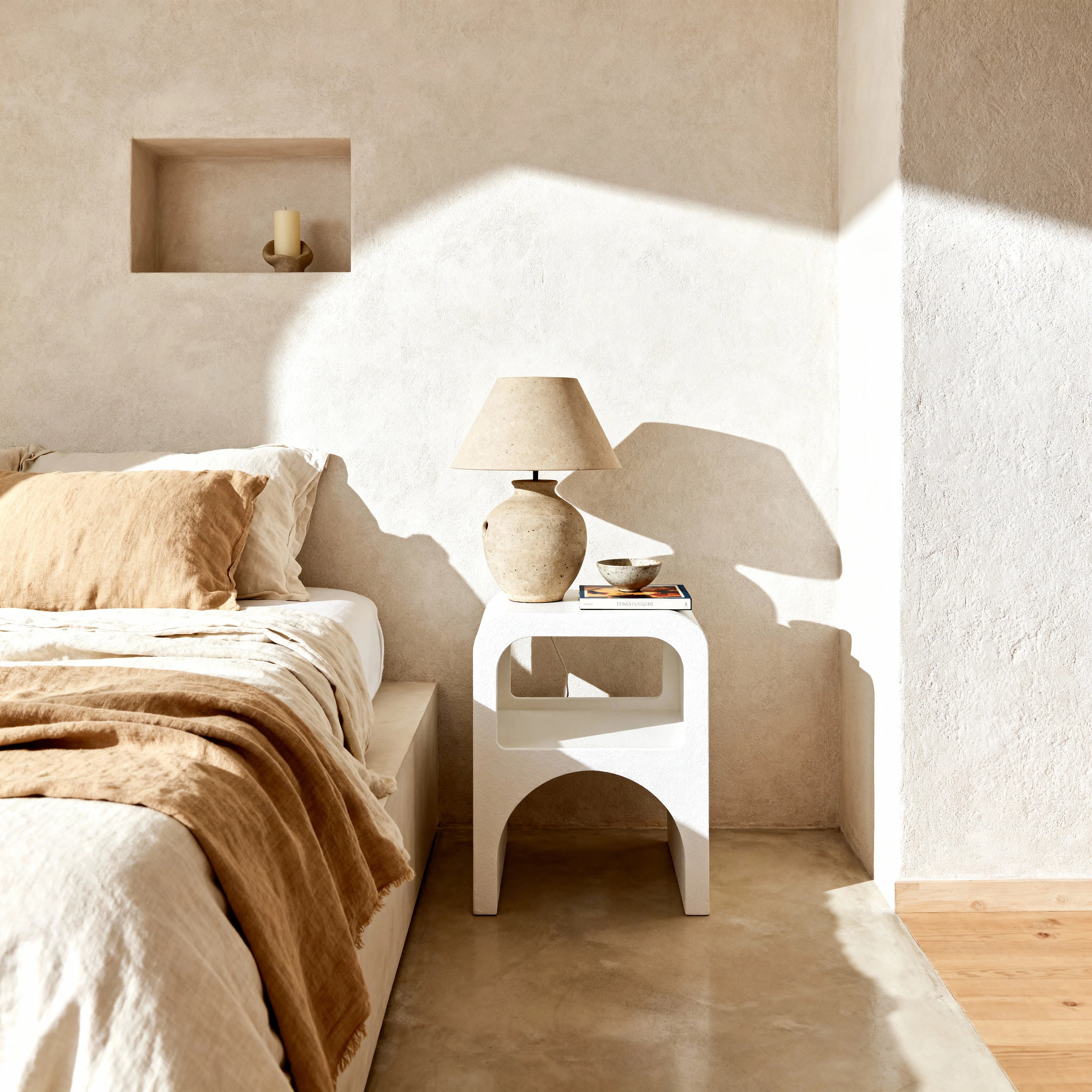 Seraphina – Moderner Nachttisch aus MDF in Weiß mit 1 Ablage