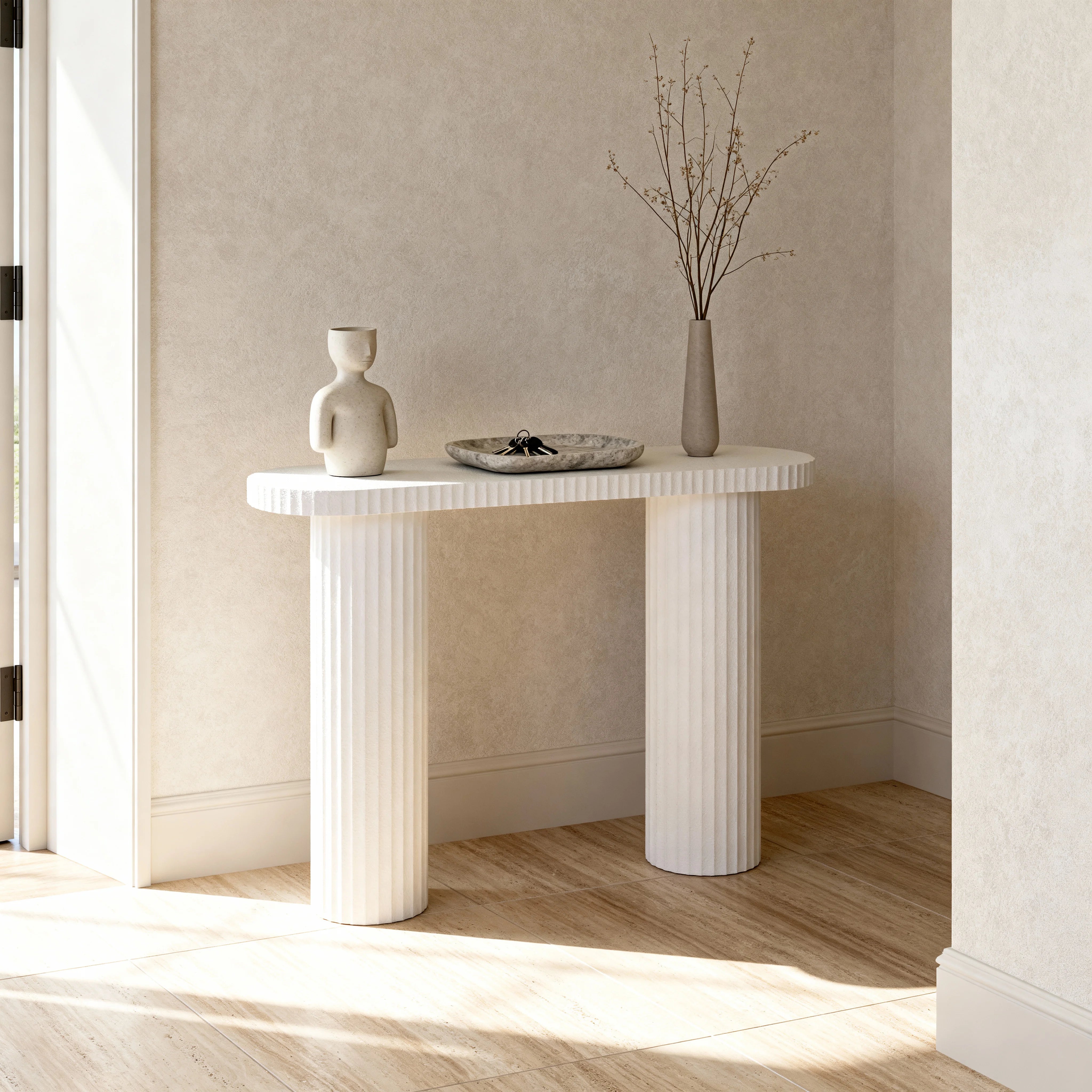 Sequoia – Moderner Konsolentisch aus MDF in Weiß, Schmaler Flurtisch