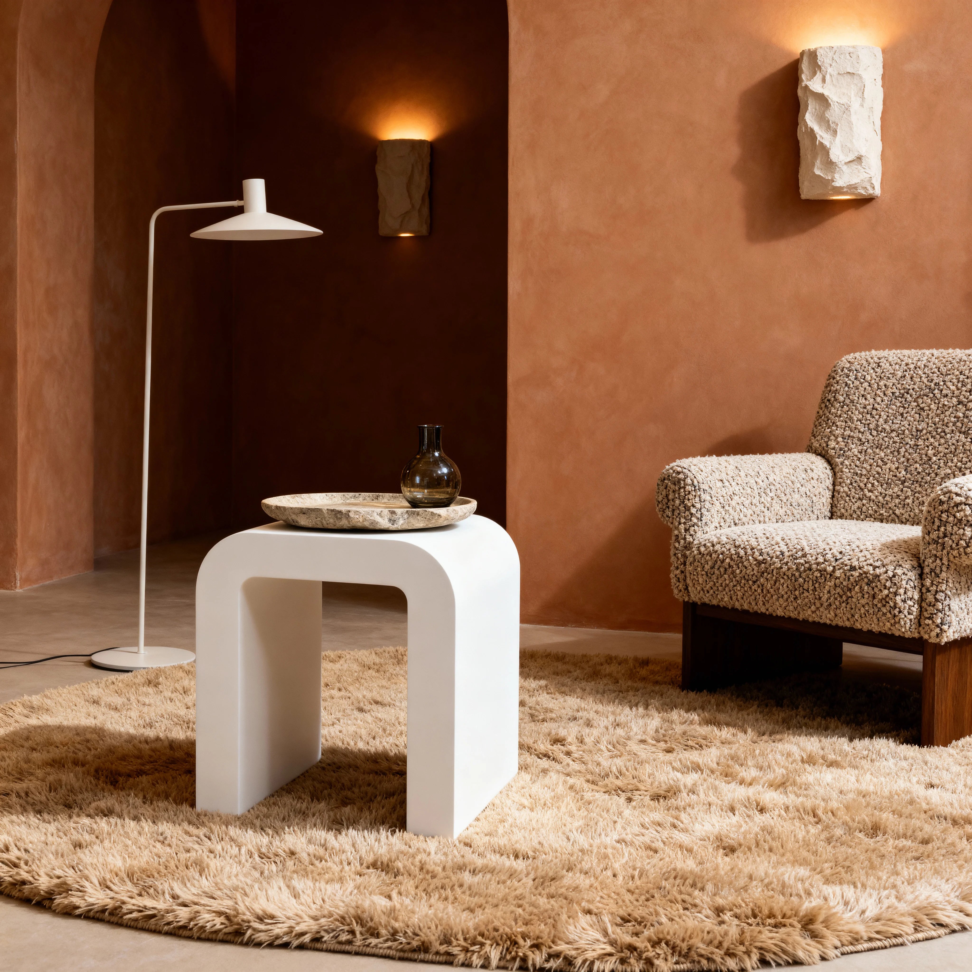 Ametrine – Modern White MDF Coffee Table, Low Living Room Table